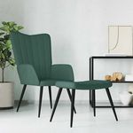 VIDAXL Chaise de relaxation avec tabouret Vert fonce Velours
