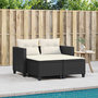 Voir la diapositive 3 : VIDAXL Canape de jardin 2 places avec tabourets noir resine tressee