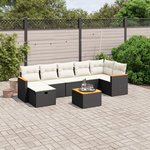 VIDAXL Salon de jardin 8 pcs avec coussins noir resine tressee