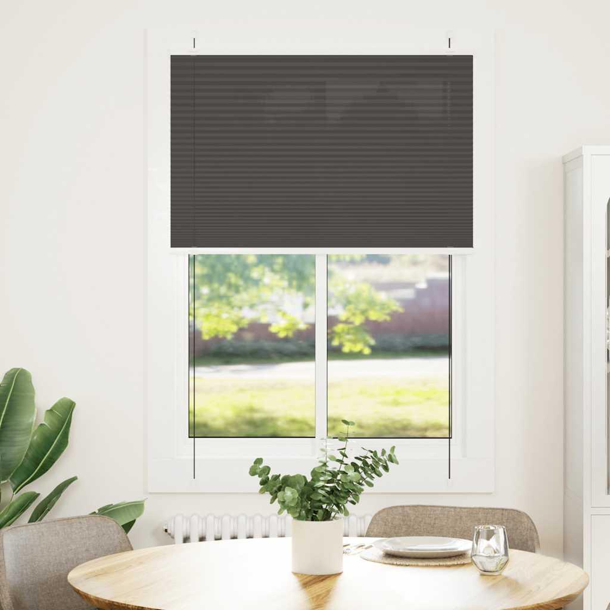 Voir la diapositive 2 : VIDAXL Store plisse noir 85x100 cm largeur du tissu 84,4 cm polyester