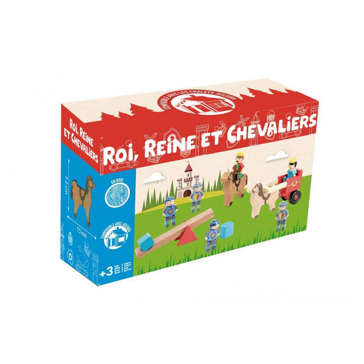 JeuJura Jeujura - Ensemble de Jeu en Bois Roi, Reine et Chevaliers de 13 Pièces