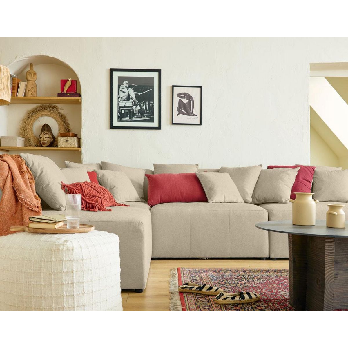 LISA DESIGN Amalfi - canapé modulable d'angle réversible - 4 places - en tissu