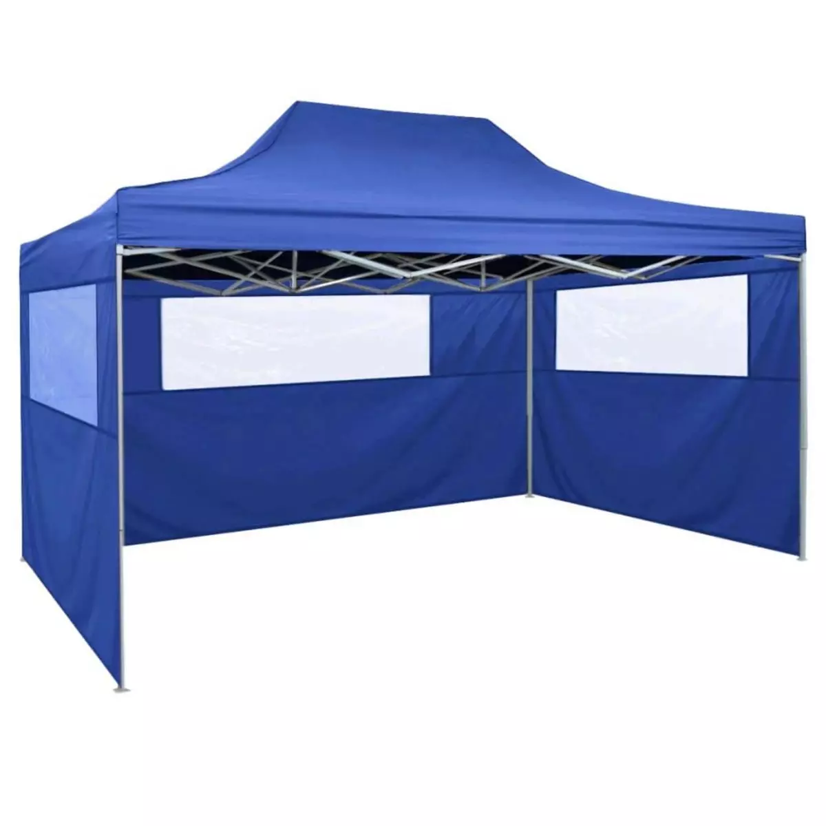 VIDAXL Tente de reception pliable avec 3 parois 3x4 m Acier Bleu