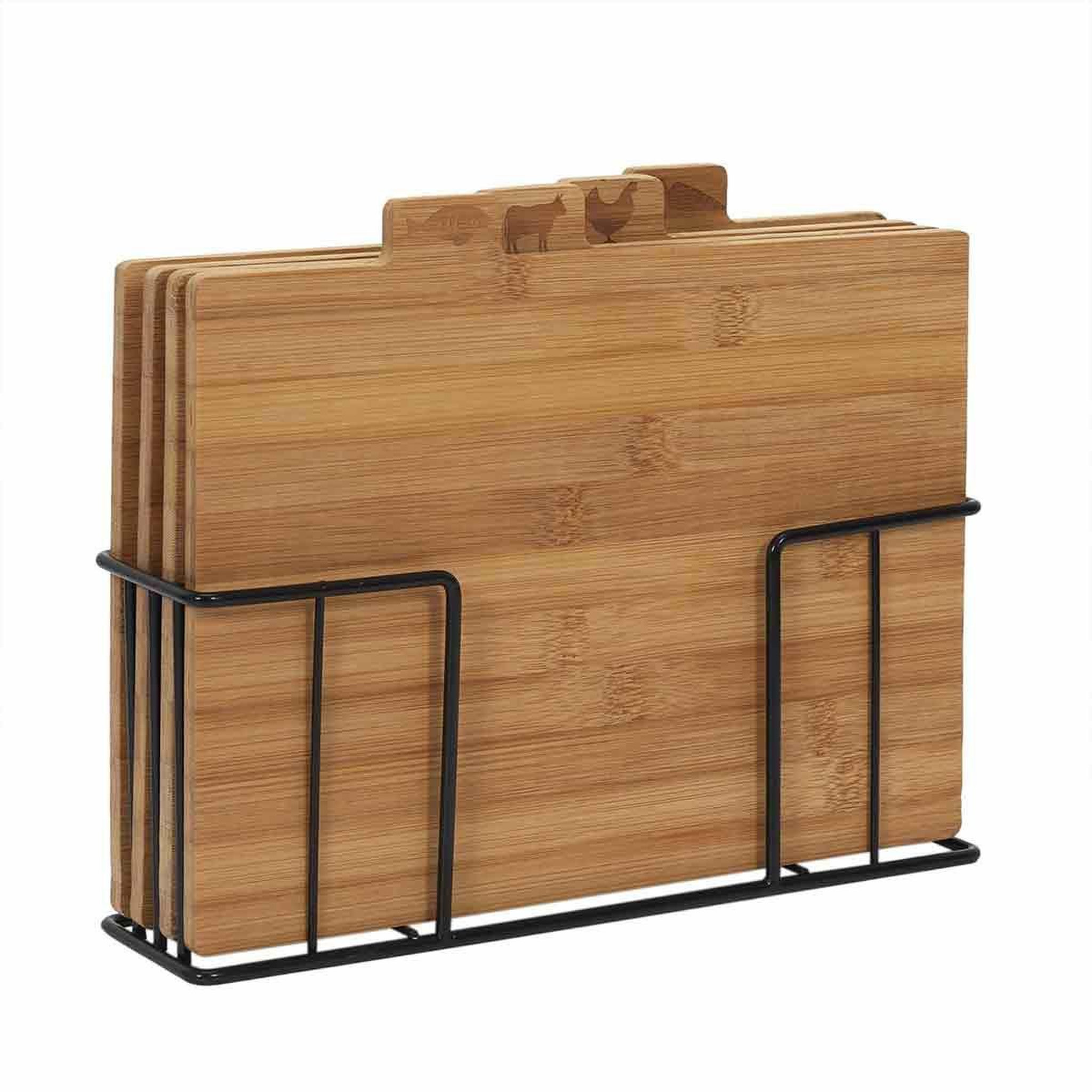 Voir la diapositive 2 : COOK CONCEPT Lot de 4 planches à découper  socle  29cm naturel