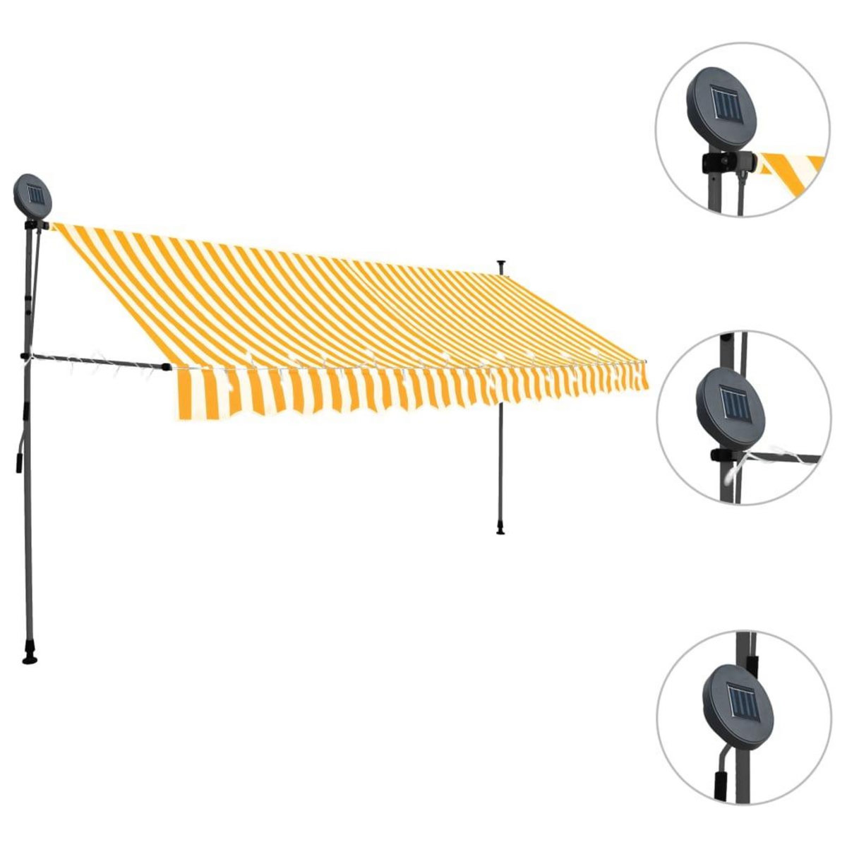 VIDAXL Auvent manuel retractable avec LED 400 cm Blanc et orange