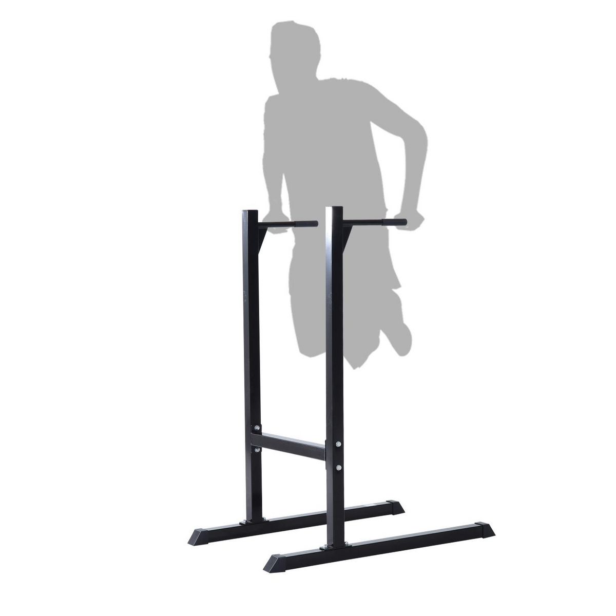 HOMCOM Appareil abdominaux dips barres à dips Fitness poignées ergonomiques et pieds antidérapants acier noir