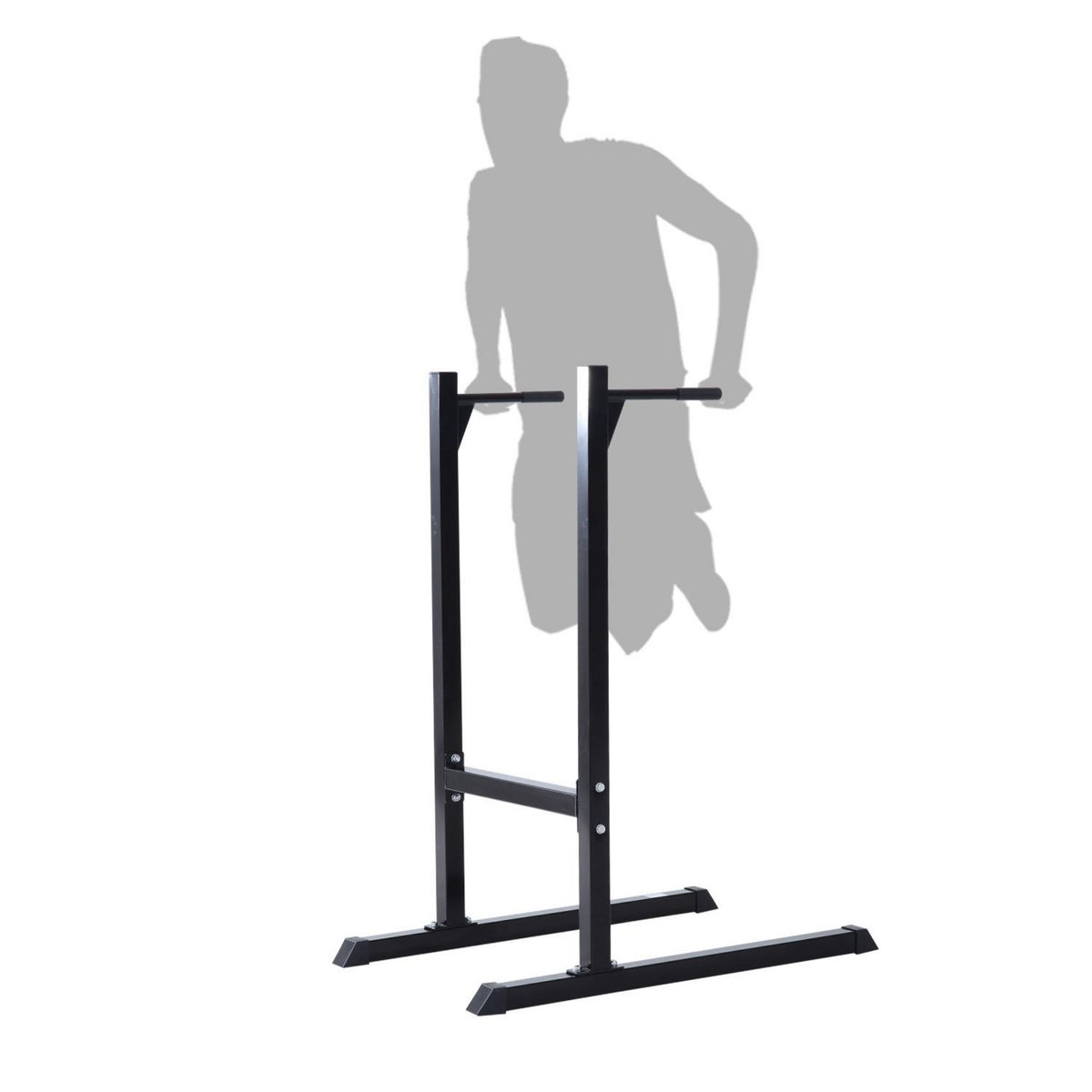 HOMCOM Appareil abdominaux dips barres à dips Fitness poignées ergonomiques et pieds antidérapants acier noir