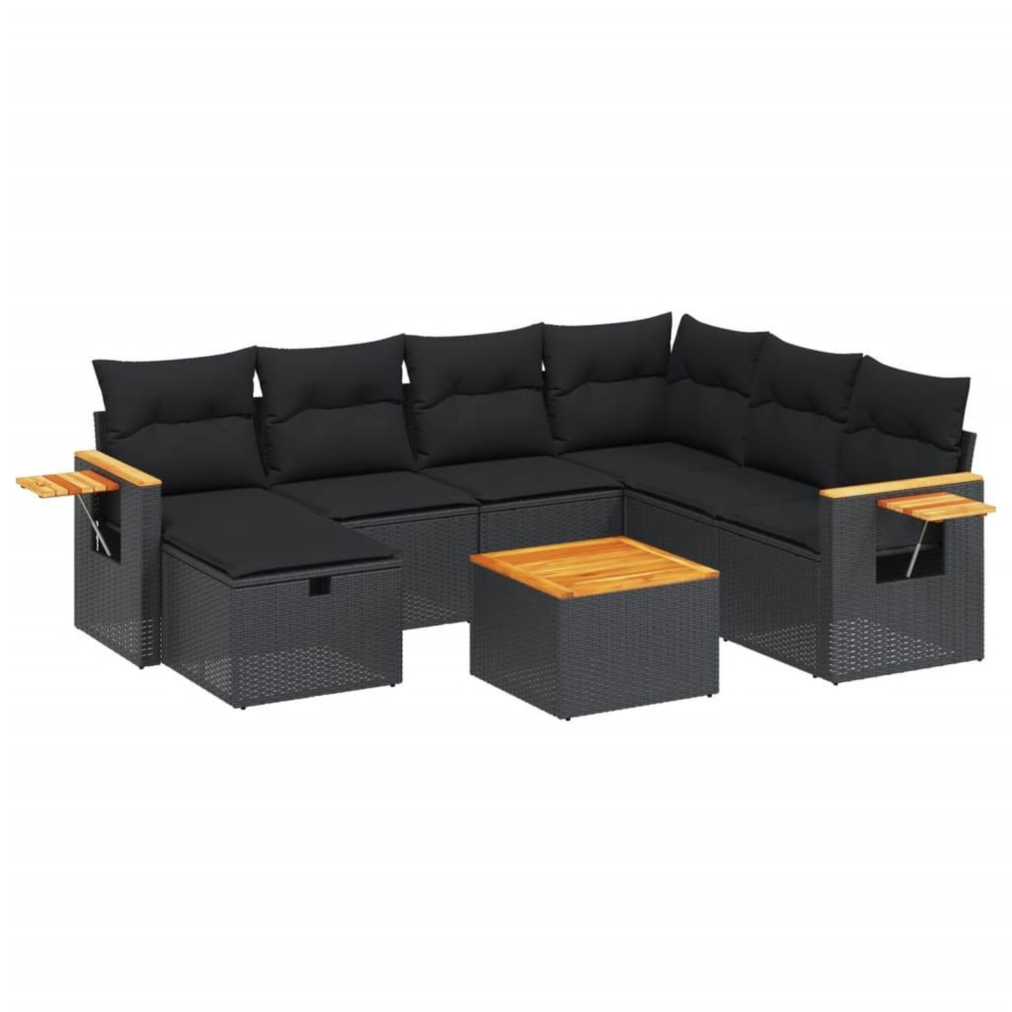 Voir la diapositive 2 : VIDAXL Salon de jardin 8 pcs avec coussins noir resine tressee