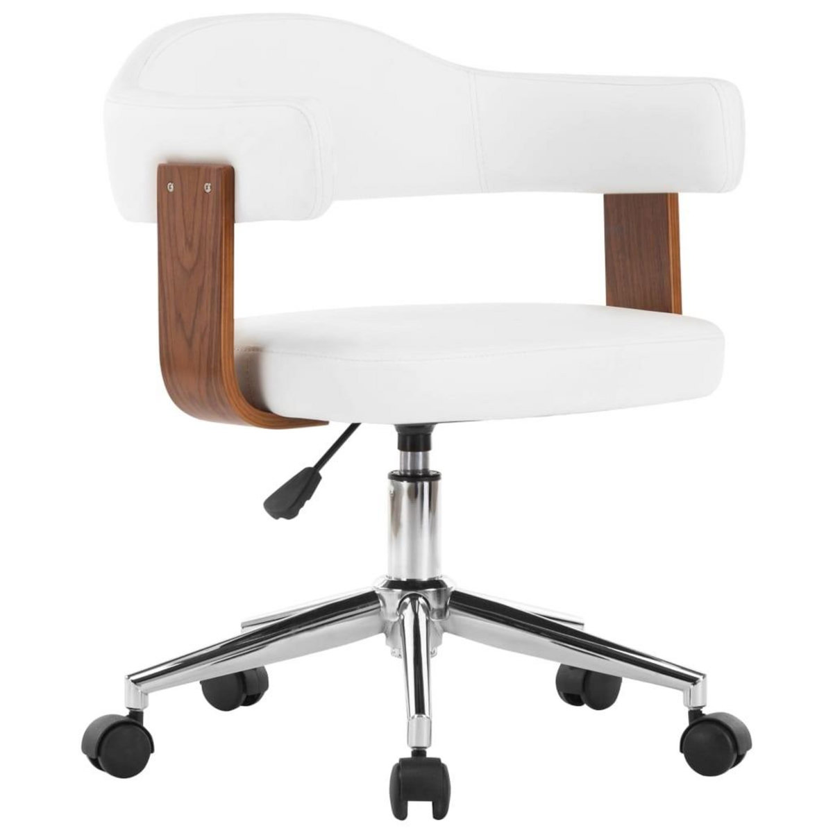 VIDAXL Chaise pivotante de bureau Blanc Bois courbe et similicuir