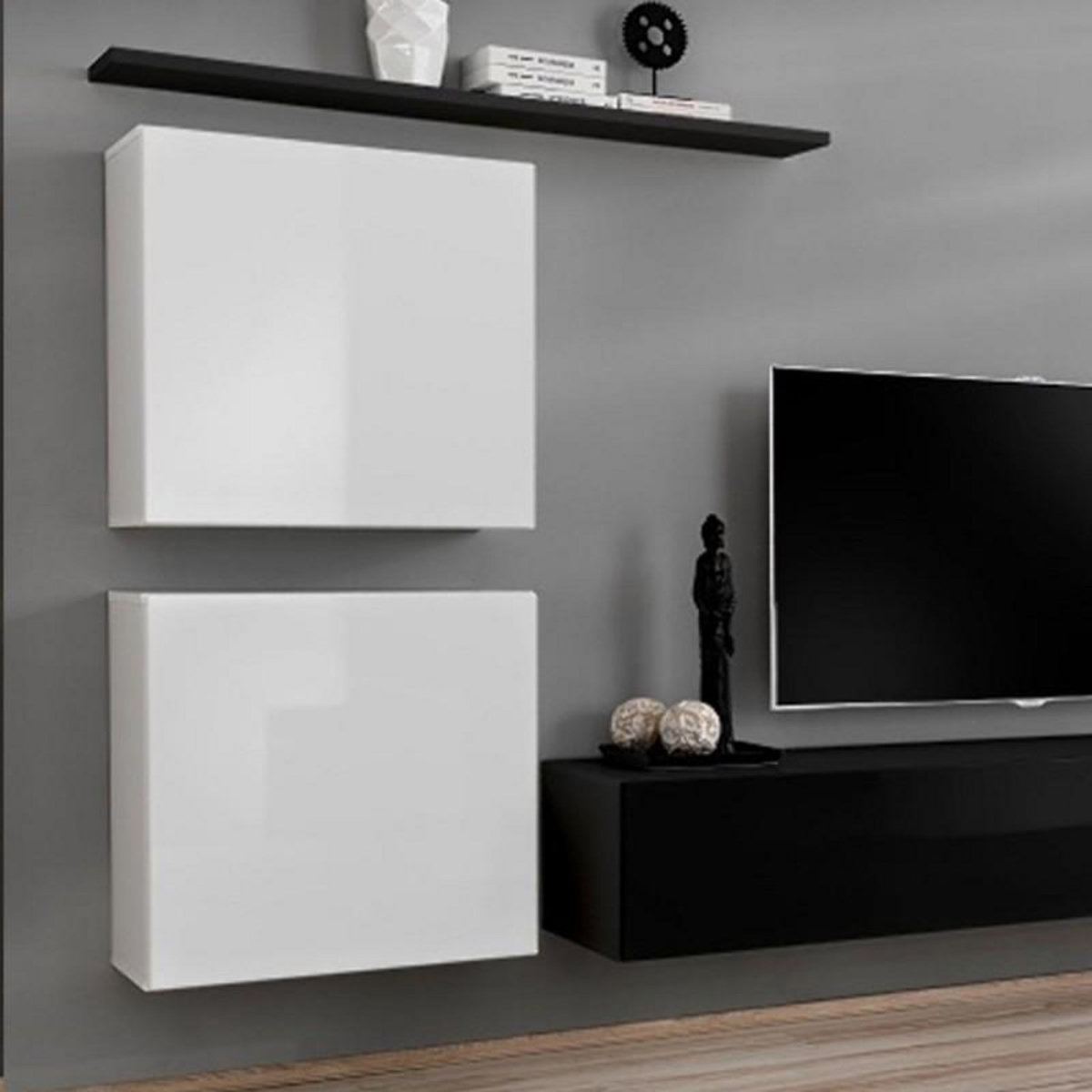Paris Prix Meuble TV Mural Design  Switch IV  320cm Blanc & Noir