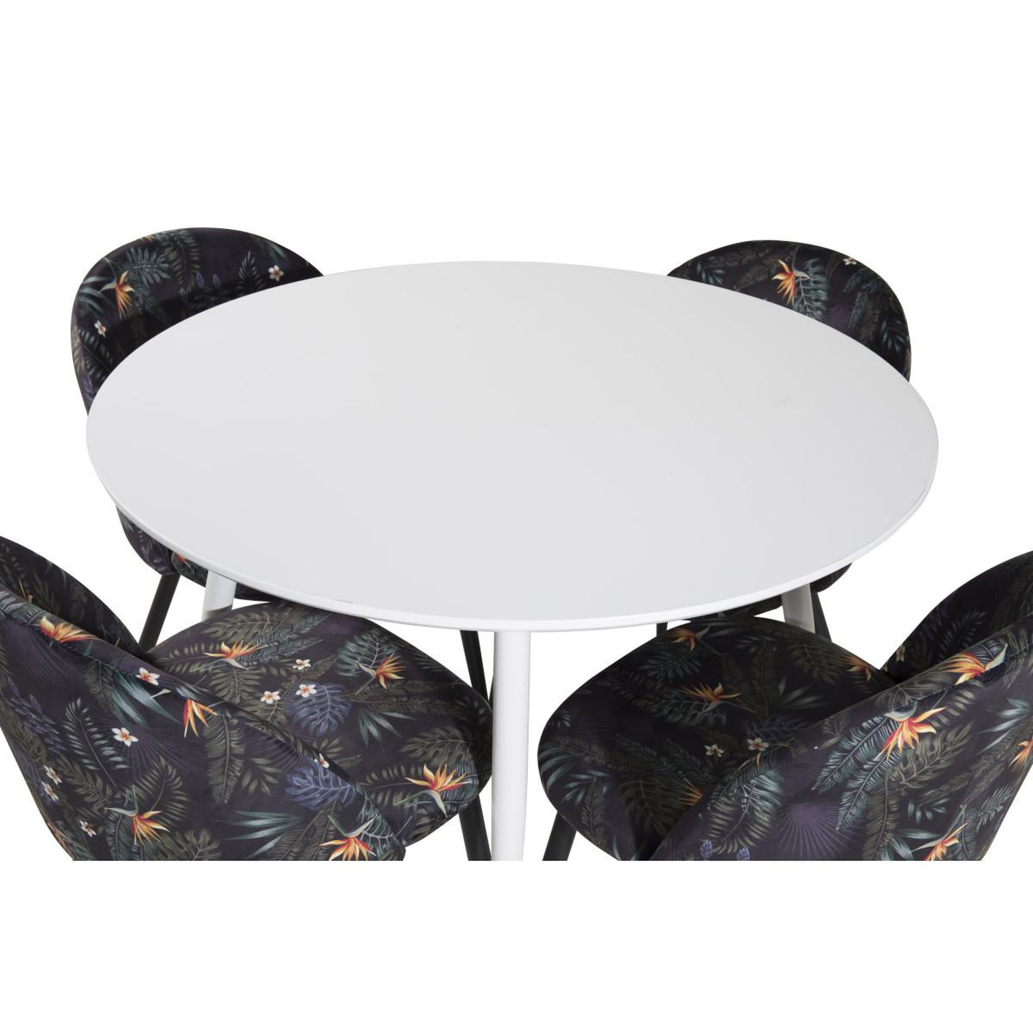 Voir la diapositive 3 : Paris Prix Ensemble table à manger & 4 chaises  plaza i & velvet  100cm blanc & multicolore