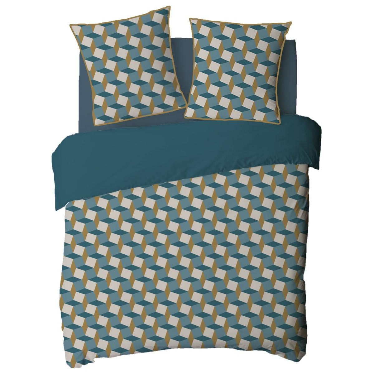 FUTURE HOME Parure de lit 2 personnes géométrique losanges