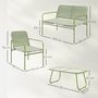 Voir la diapositive 3 : OUTSUNNY Salon de jardin style Acapulco 4 places 4 pièces plateau verre trempé acier résine filaire vert