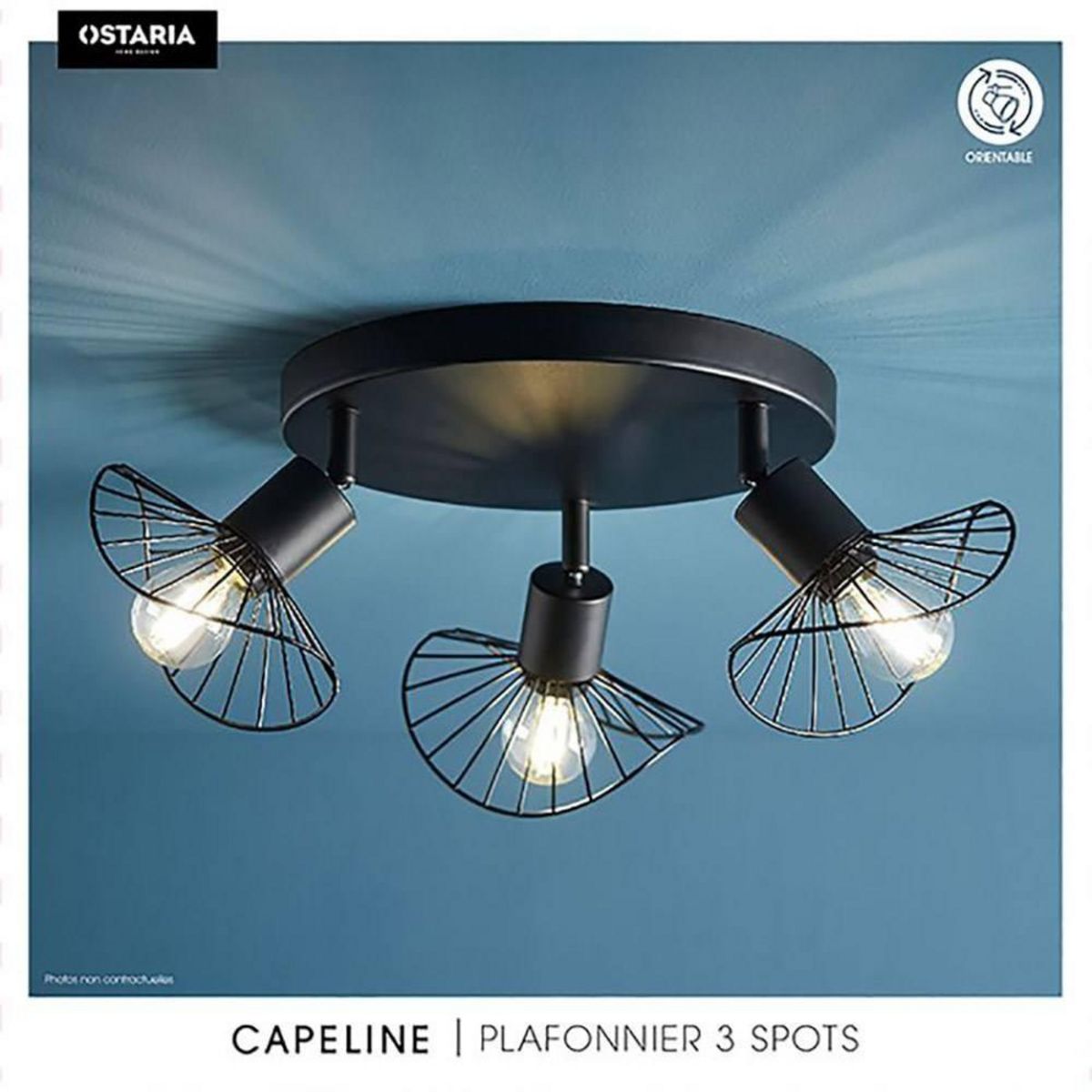 OSTARIA Plafonnier 3 spots Capeline