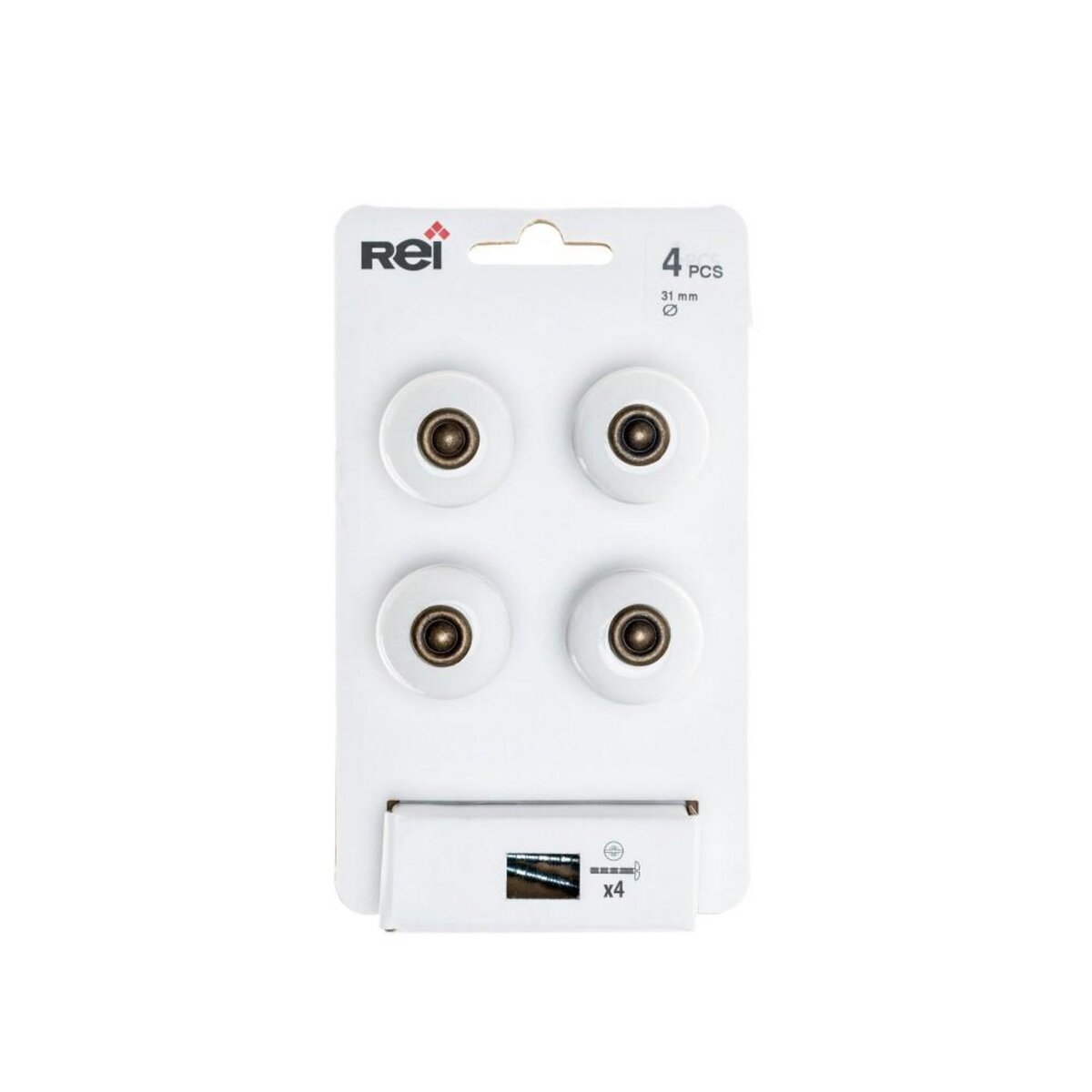 CENTRALE BRICO Lot de 4 boutons de meuble Rond porcelaine brillant H.28 x l.31 x P.31 mm