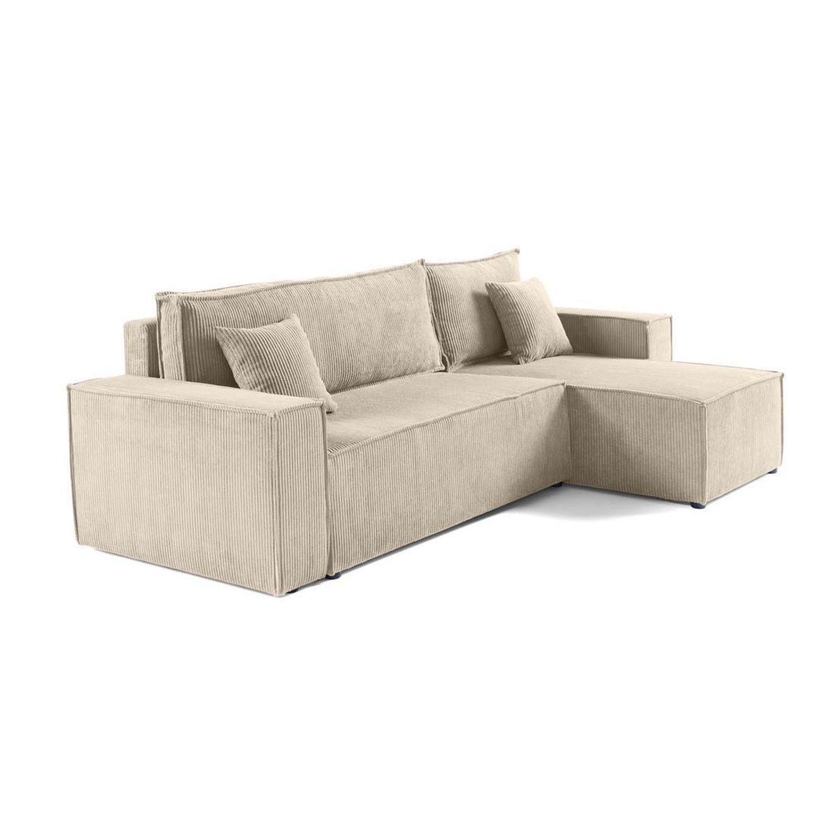 BEST MOBILIER Cezanne - canapé d'angle réversible - 4 places - convertible avec coffre - en velours côtelé