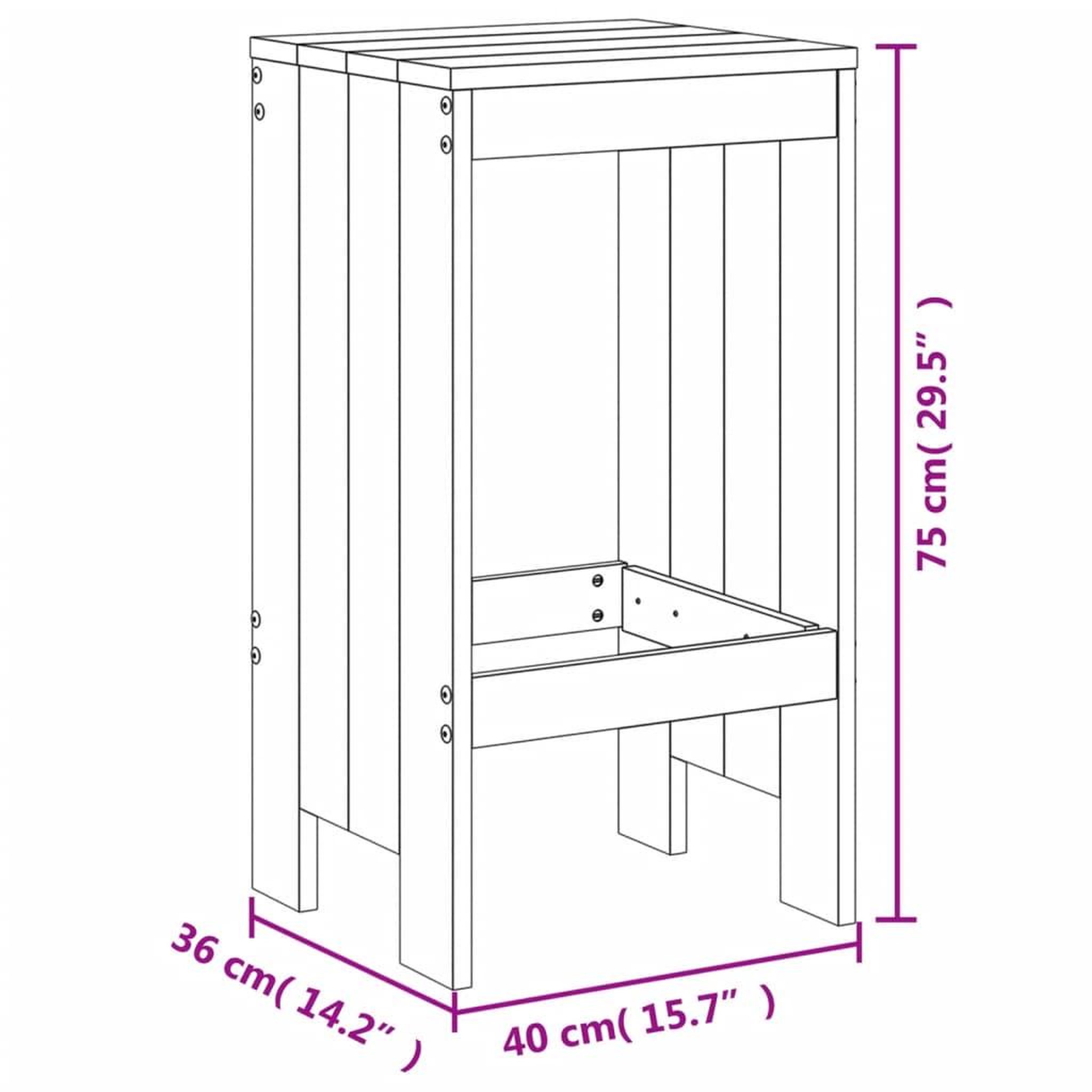 Voir la diapositive 6 : VIDAXL Tabourets de bar lot de 2 blanc 40x36x75 cm bois massif de pin