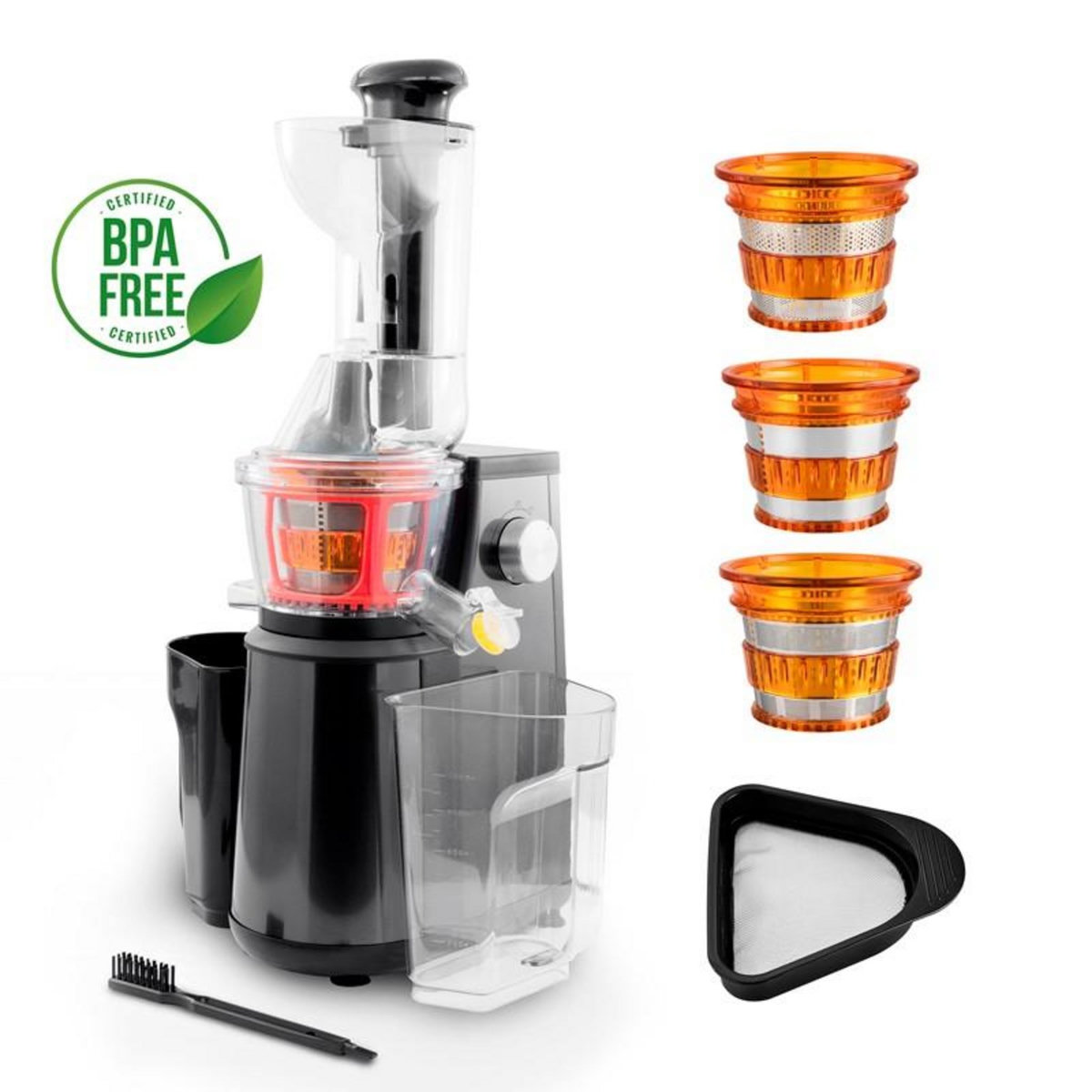 KITCHENCOOK Extracteur De Fruits Et Légumes à Pression Douce 3 Tamis Ultimate Noir Kitchencook