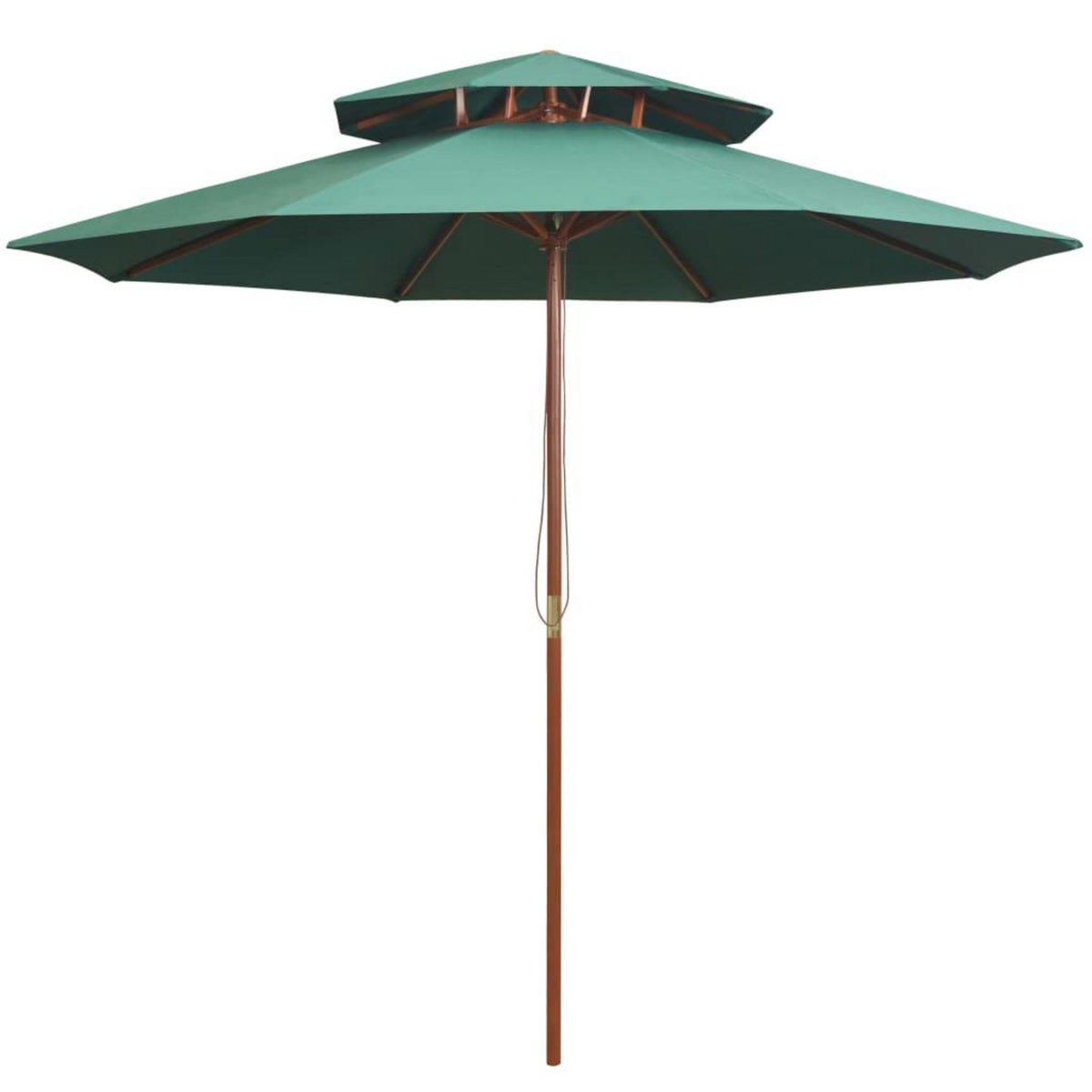 VIDAXL Parasol a deux etages avec poteau en bois 270 x 270 cm vert