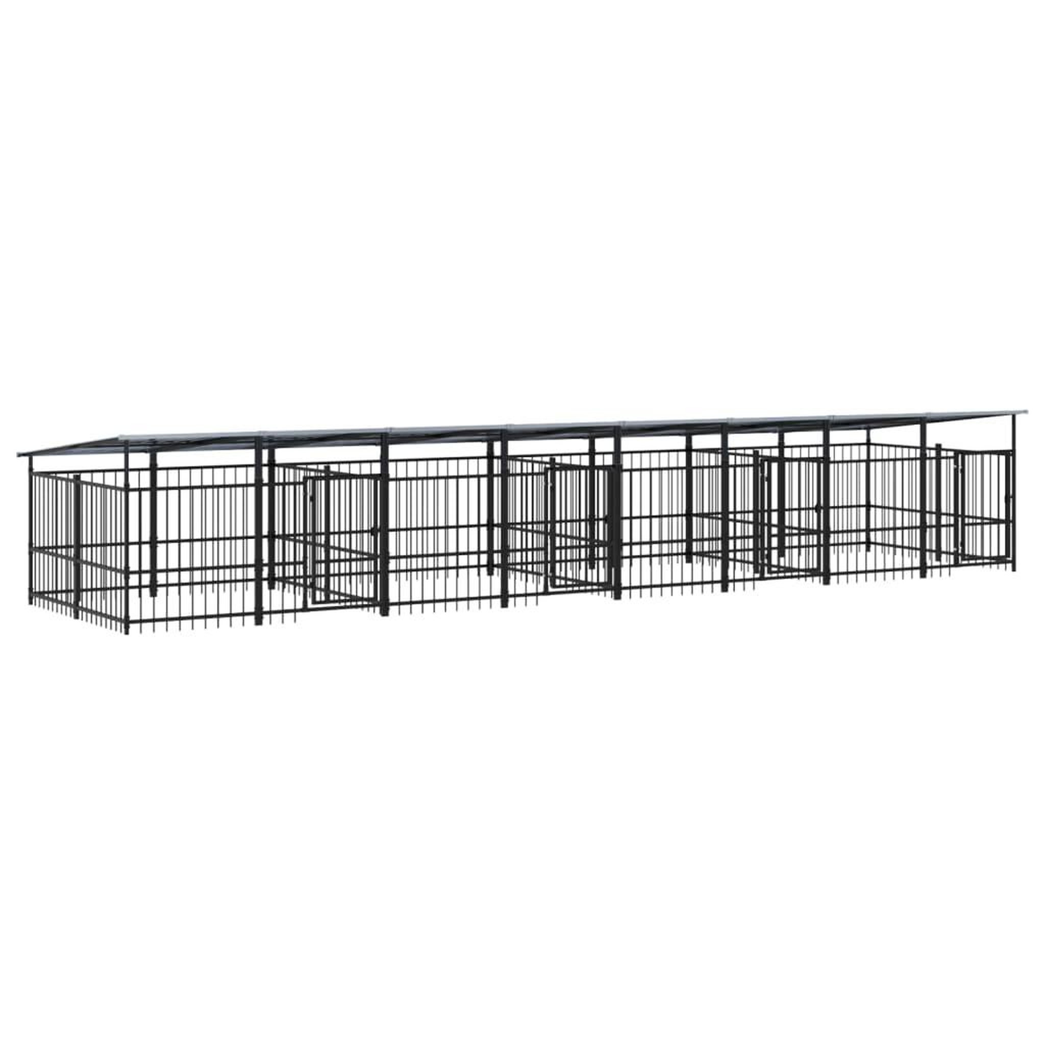 Voir la diapositive 2 : VIDAXL Chenil d'exterieur avec toit pour chiens Acier 15,02 m²