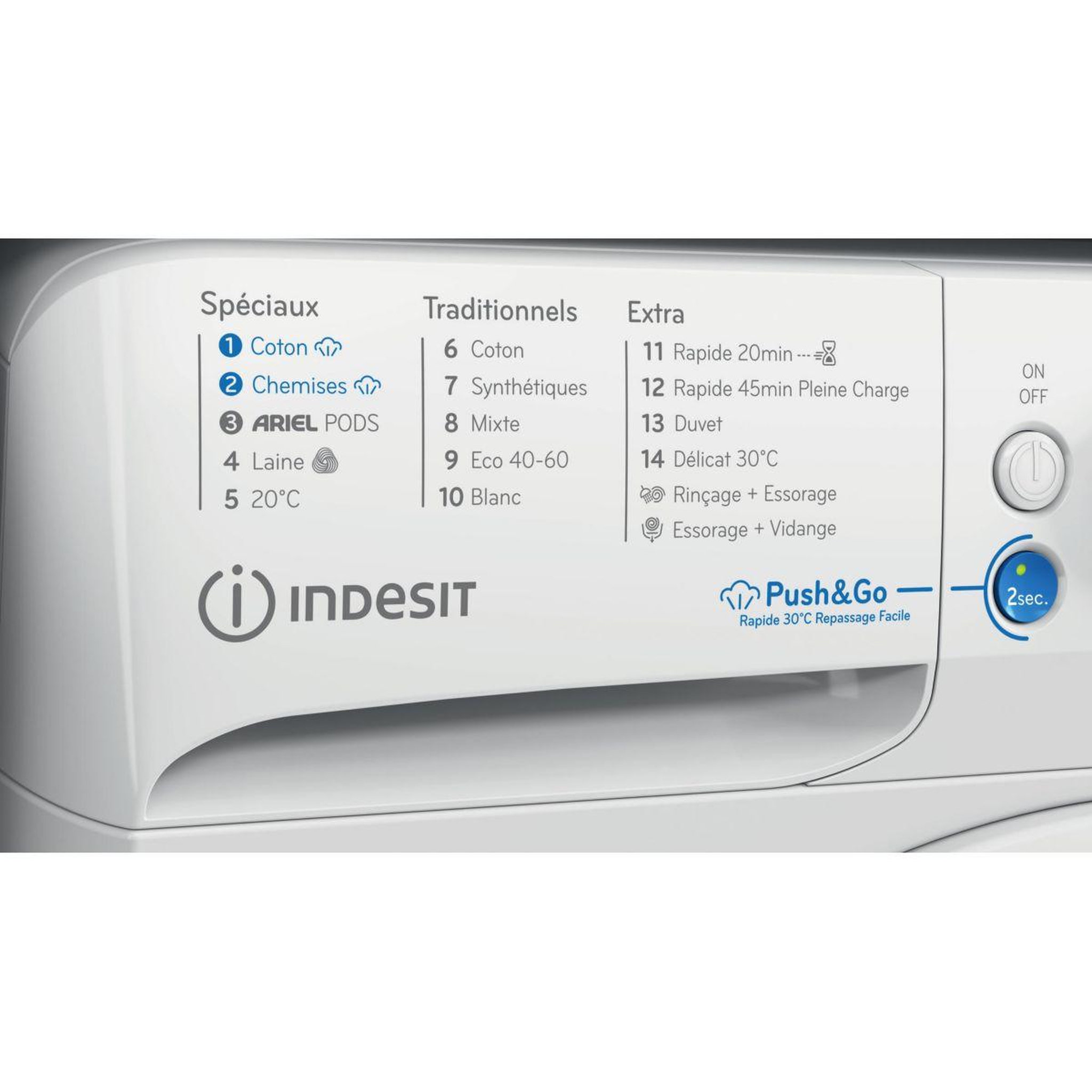 Voir la diapositive 5 : Indesit Lave linge hublot BWE91296XWVFR - 9 kg - 1200 tr/min - Classe A - Moteur induction