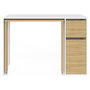 Voir la diapositive 3 : ID MARKET Bureau extensible RON avec colonne de rangement tiroir et placard blanc et bois