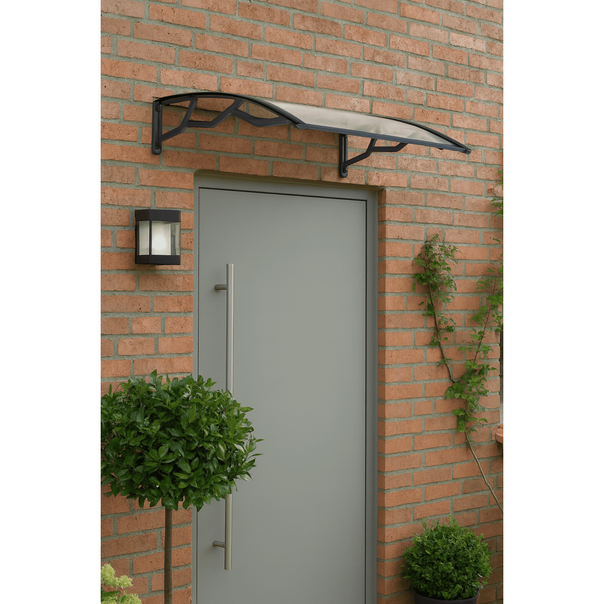 ART PLAST Auvent de Porte d'Entrée et fenêtre 80 x 100 cm - Polycarbonate Anti UV Marquise Extérieure Bras Polypropylène Art Plast