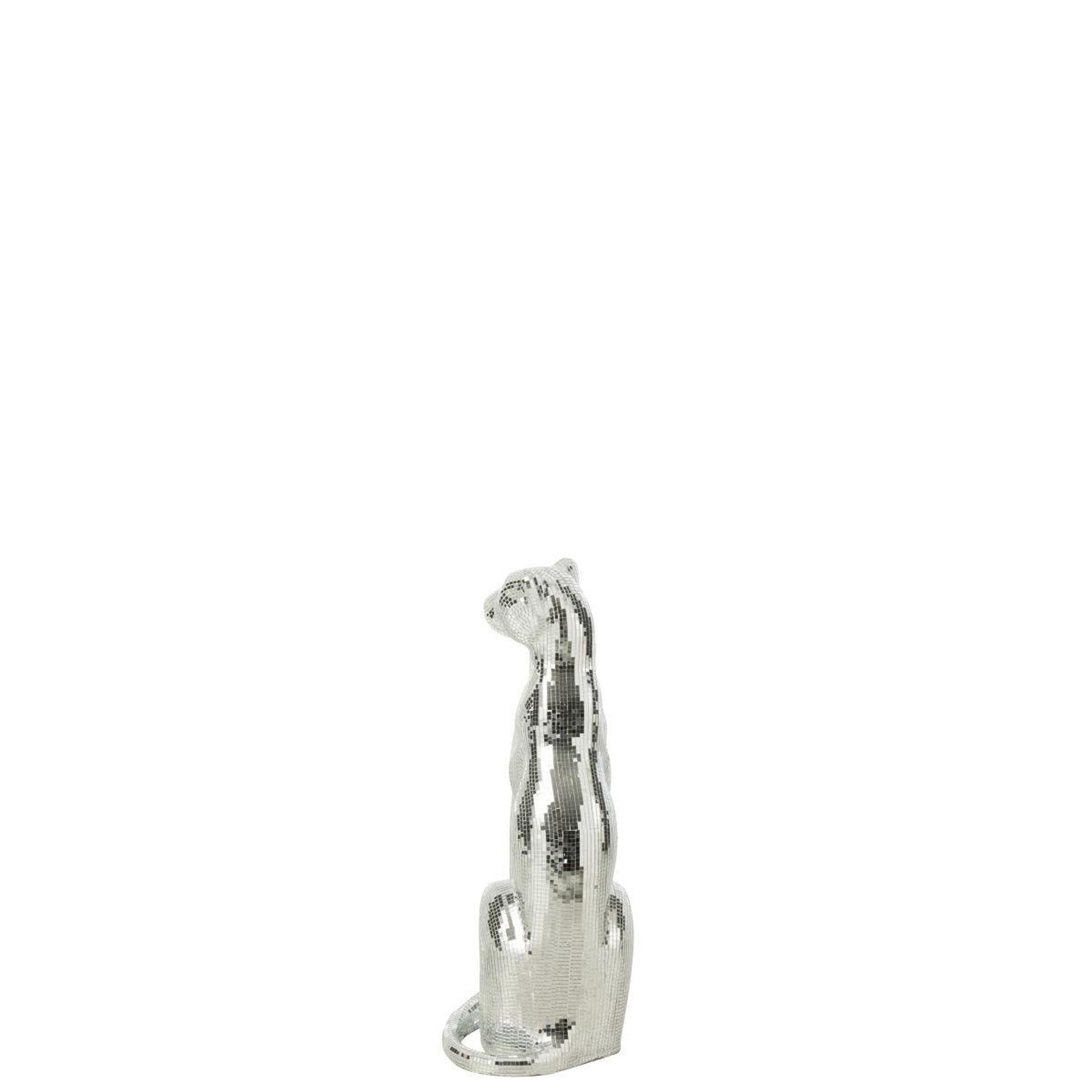 Voir la diapositive 4 : J-LINE Statue déco léopard  disco  62cm argent