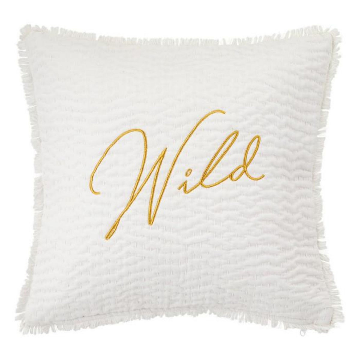 ATMOSPHERA Coussin Déco Brodé  Wild  45x45cm Blanc