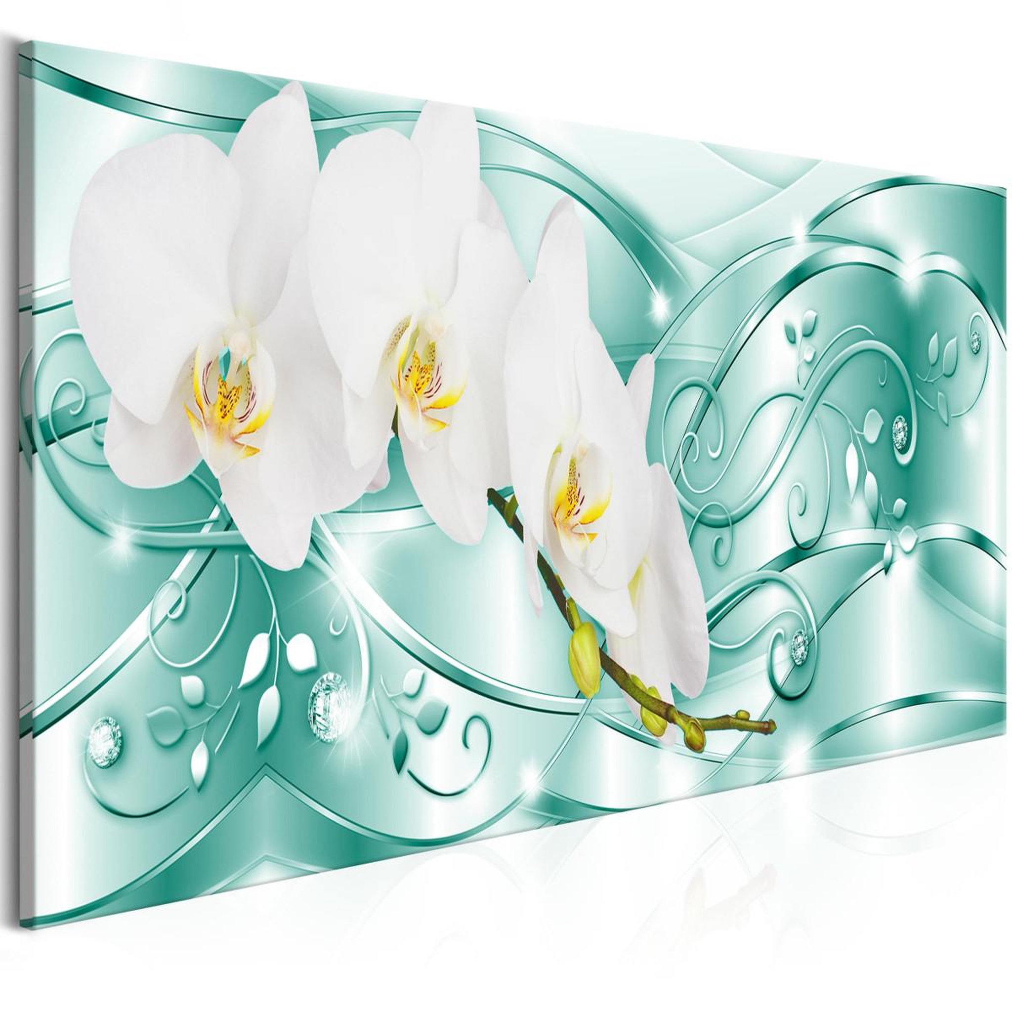 Paris Prix Tableau imprimé  flowering narrow green. Coloris disponibles : Multicolore