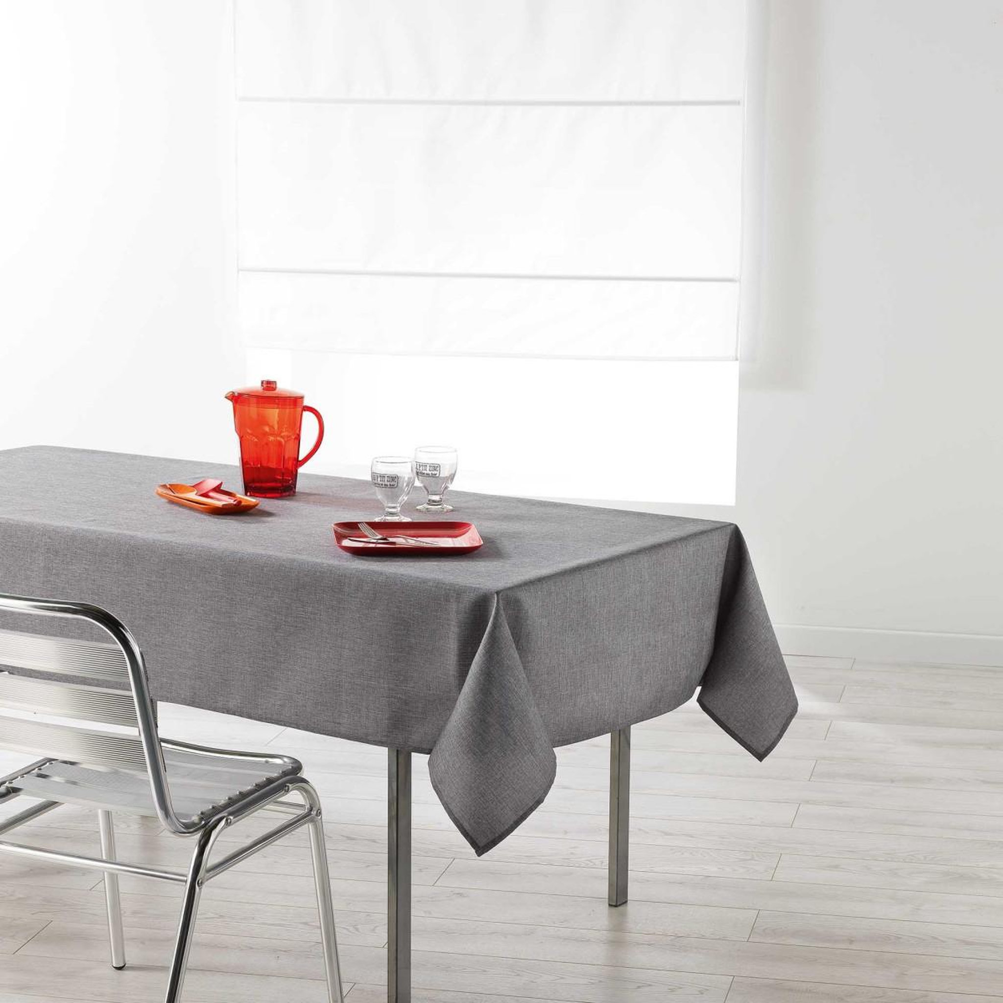 Douceur d'Intérieur Nappe enduit  newton  140x250cm anthracite