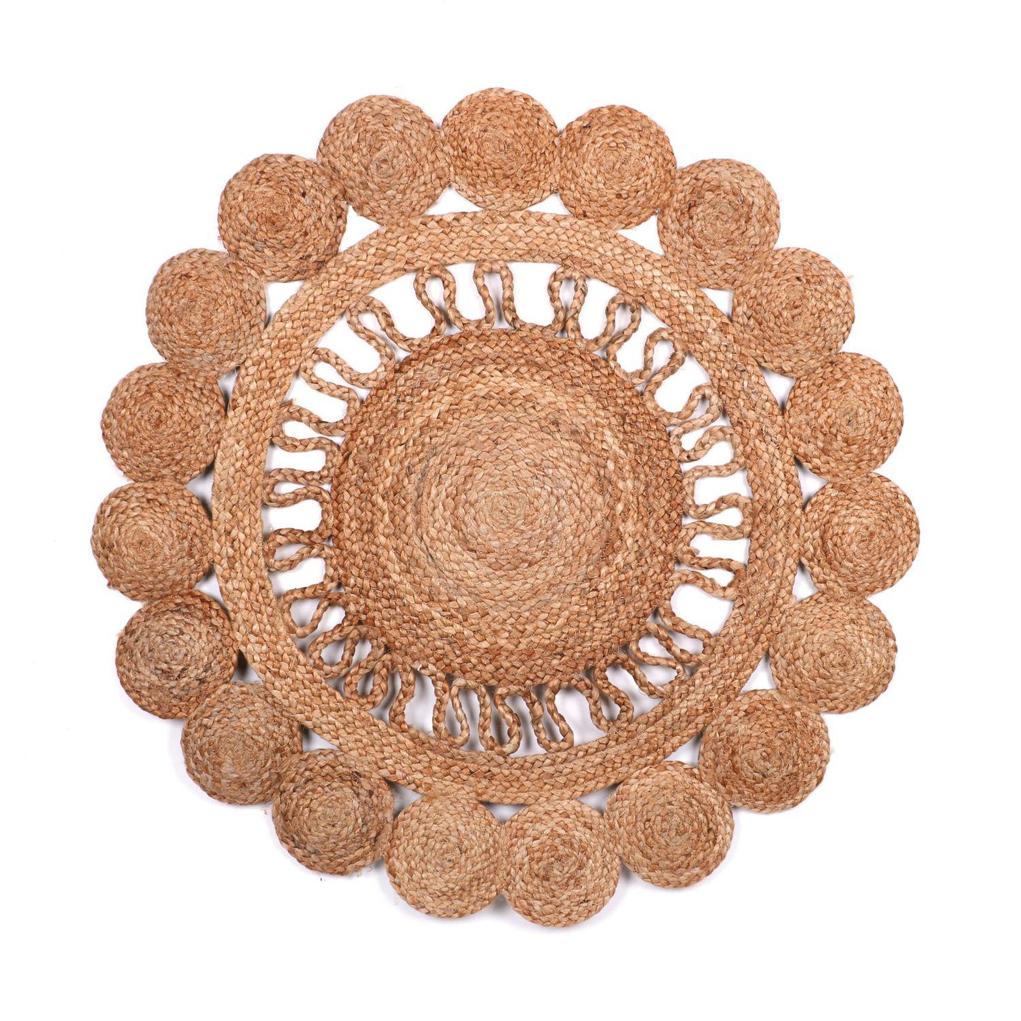 URBAN LIVING Tapis en jute Fleur. Coloris disponibles : Beige