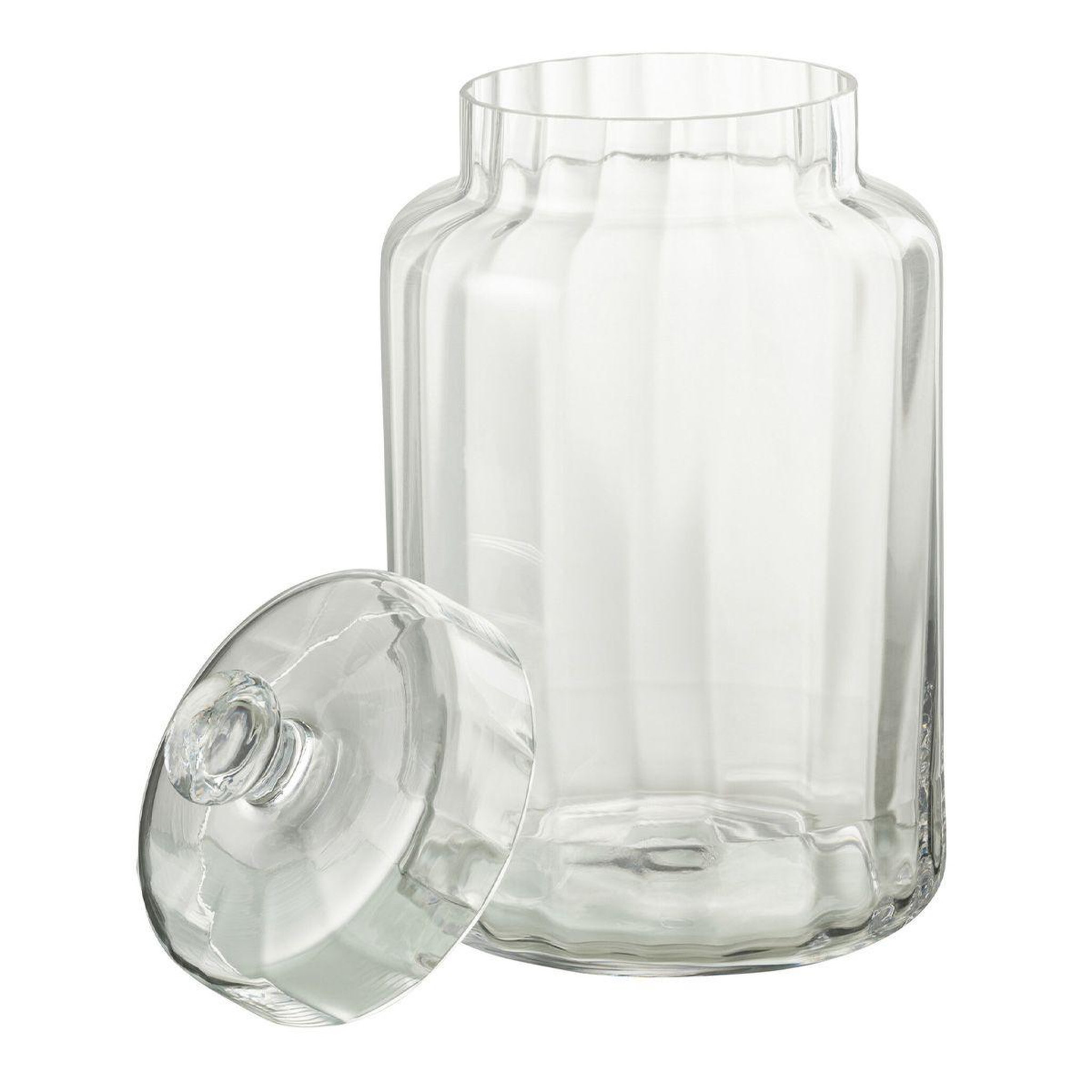 Voir la diapositive 2 : J-LINE Bonbonnière en verre  elia  32cm transparent