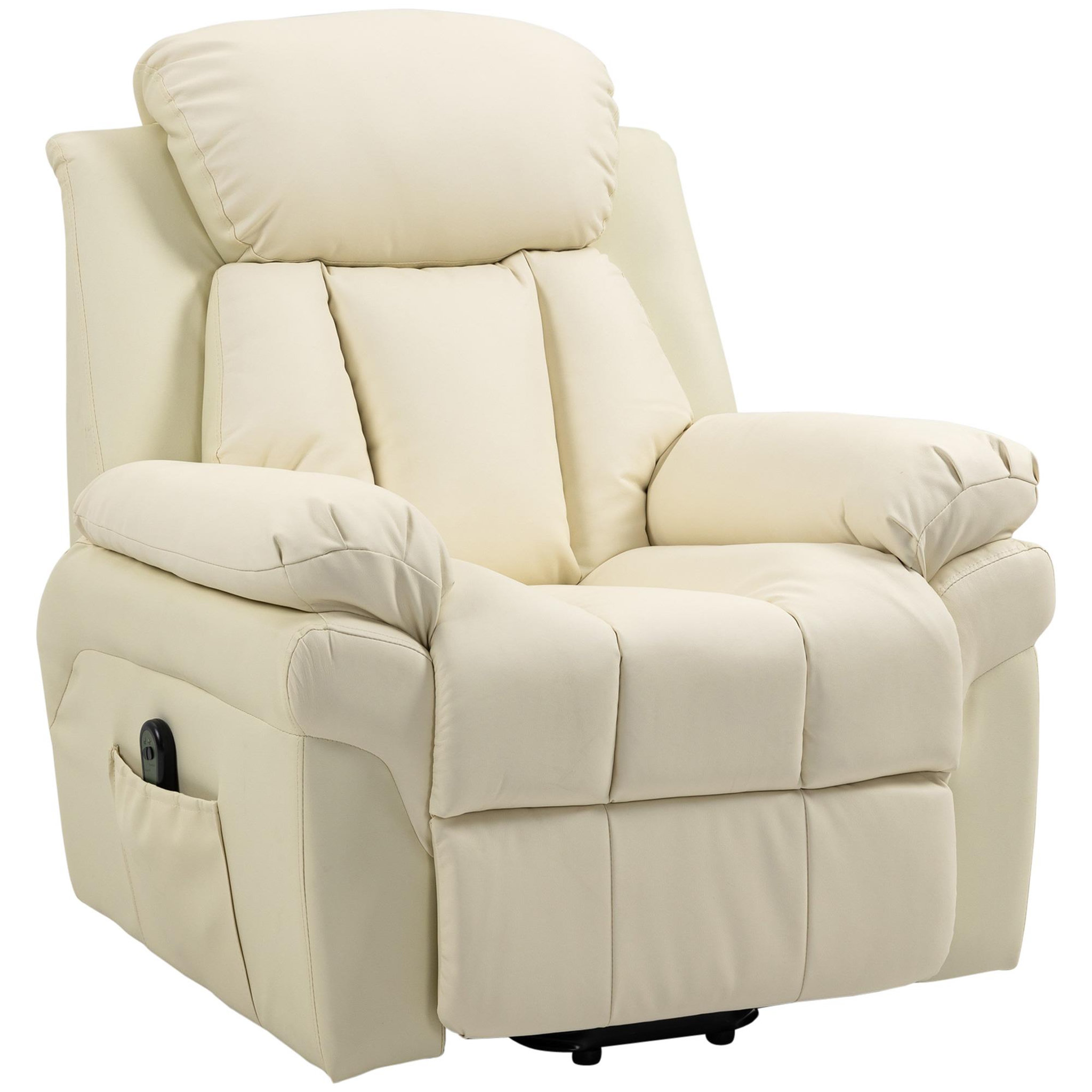 Voir la diapositive 1 : HOMCOM Fauteuil releveur inclinable avec repose-pied ajustable - fauteuil de relaxation électrique - revêtement synthétique crème