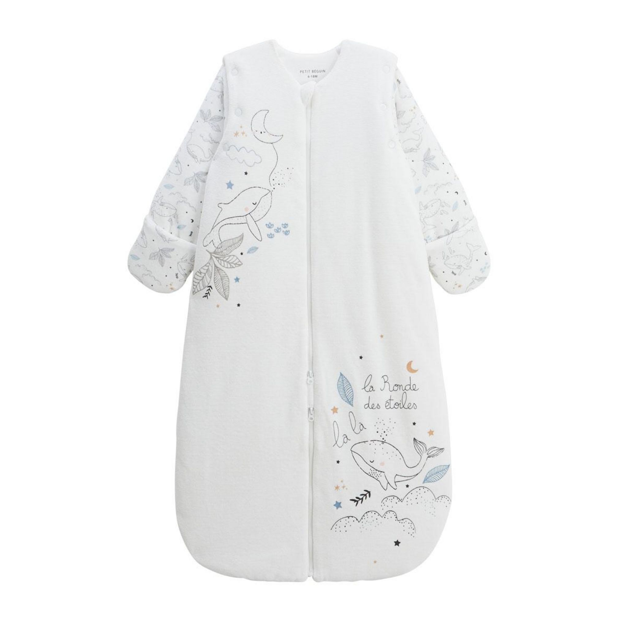 Petit Béguin Turbulette d'hiver en velours avec manches amovibles et jambes séparables Petite Balade. Coloris disponibles : Beige