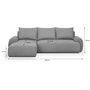 Voir la diapositive 4 : MARKET24 Canapé d'angle gauche convertible MILO 4/5 places - Tissu gris - Coffre de rangement - L 264 x H 84 x P 99/145 cm