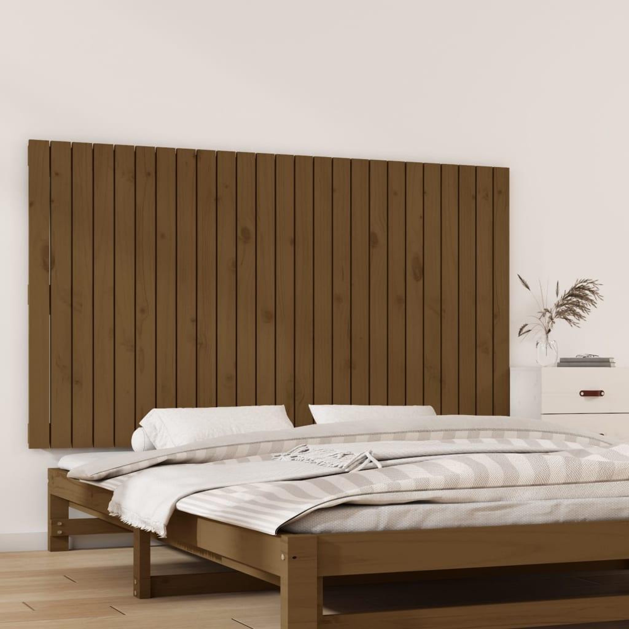 Voir la diapositive 1 : VIDAXL Tete de lit murale Marron miel 159,5x3x90 cm Bois massif de pin