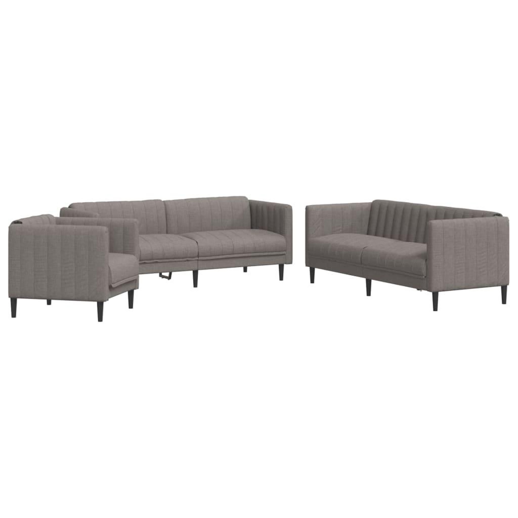Voir la diapositive 2 : VIDAXL Ensemble de canapes 3 pcs taupe tissu