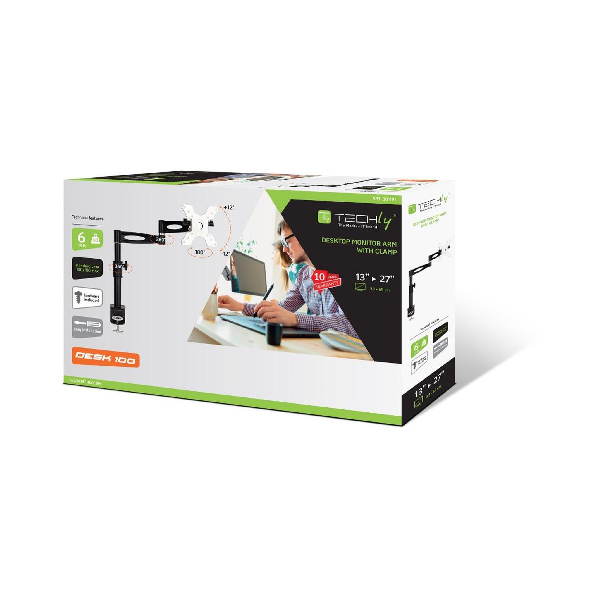 Voir la diapositive 3 : TECHLY Techly ica-lcd 502bk support d'écran plat pour bureau 68,6 cm (27 ) noir