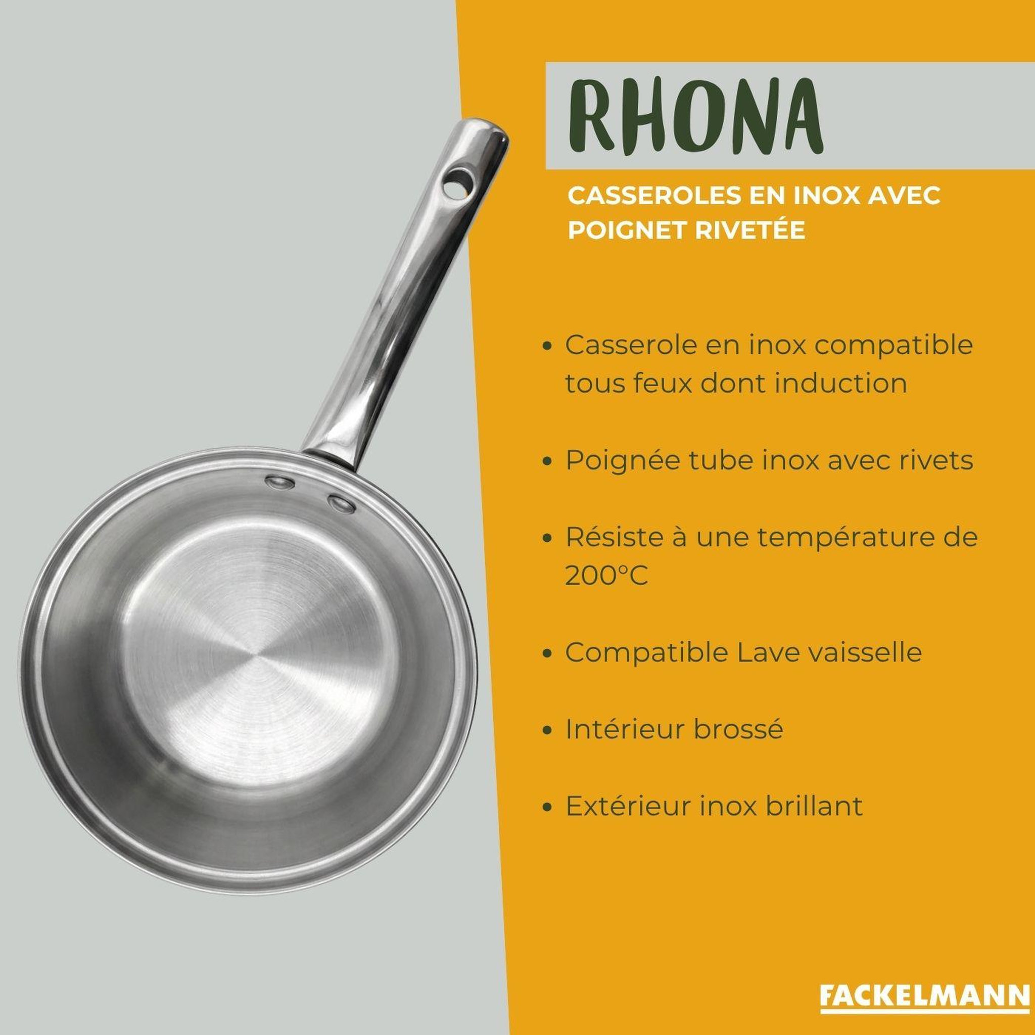 Voir la diapositive 3 : Fackelmann Lot de 3 casseroles 18/20/22 cm en inox fackelmann rhona