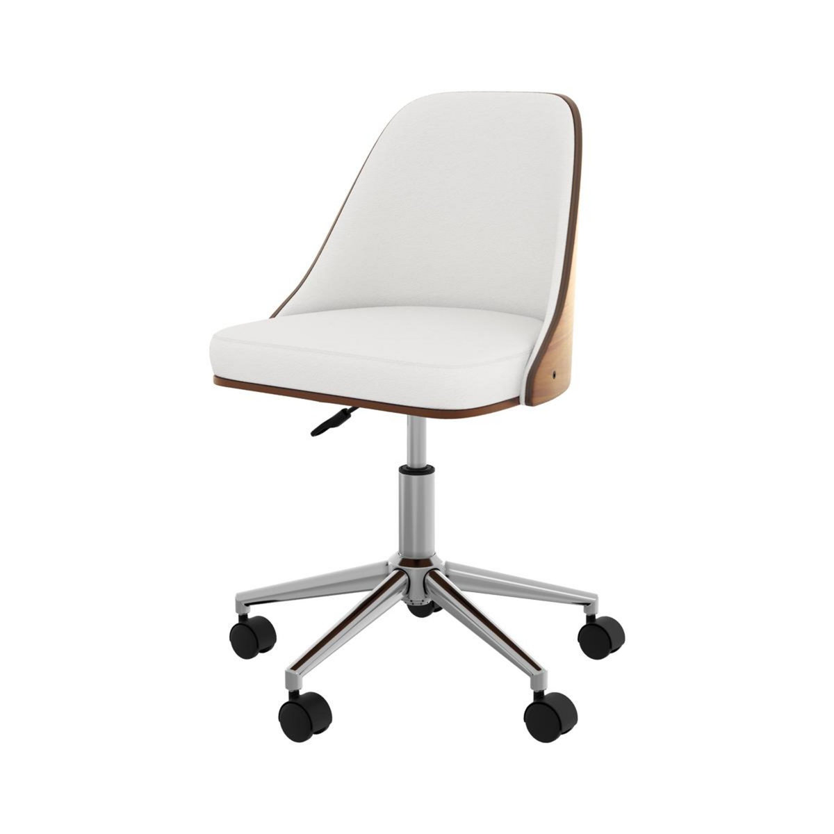 Rendez vous déco Chaise de bureau pivotante sur roulettes en bois foncé et PU noir - Georges