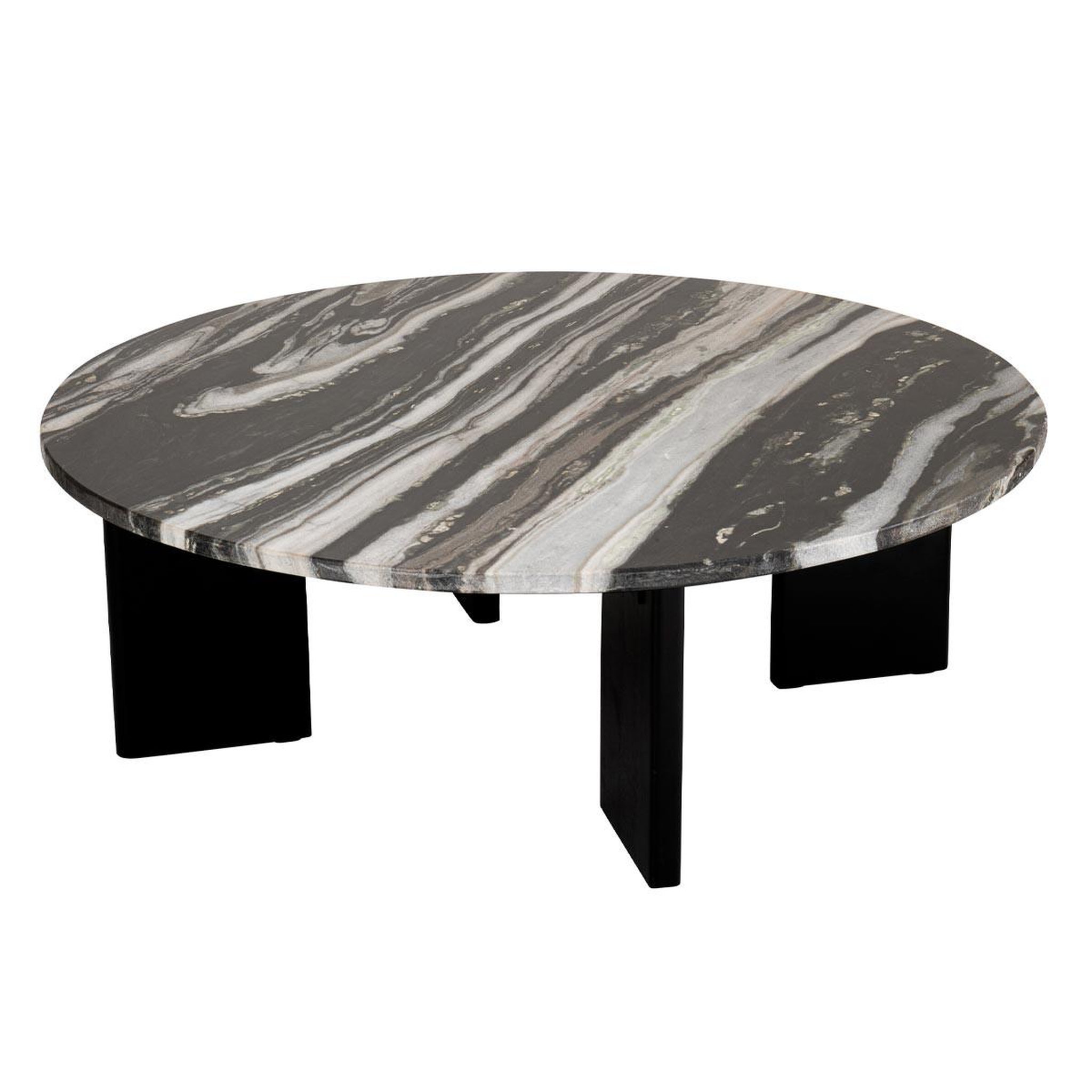 J-LINE Table basse en marbre  mathilde  90cm noir & gris