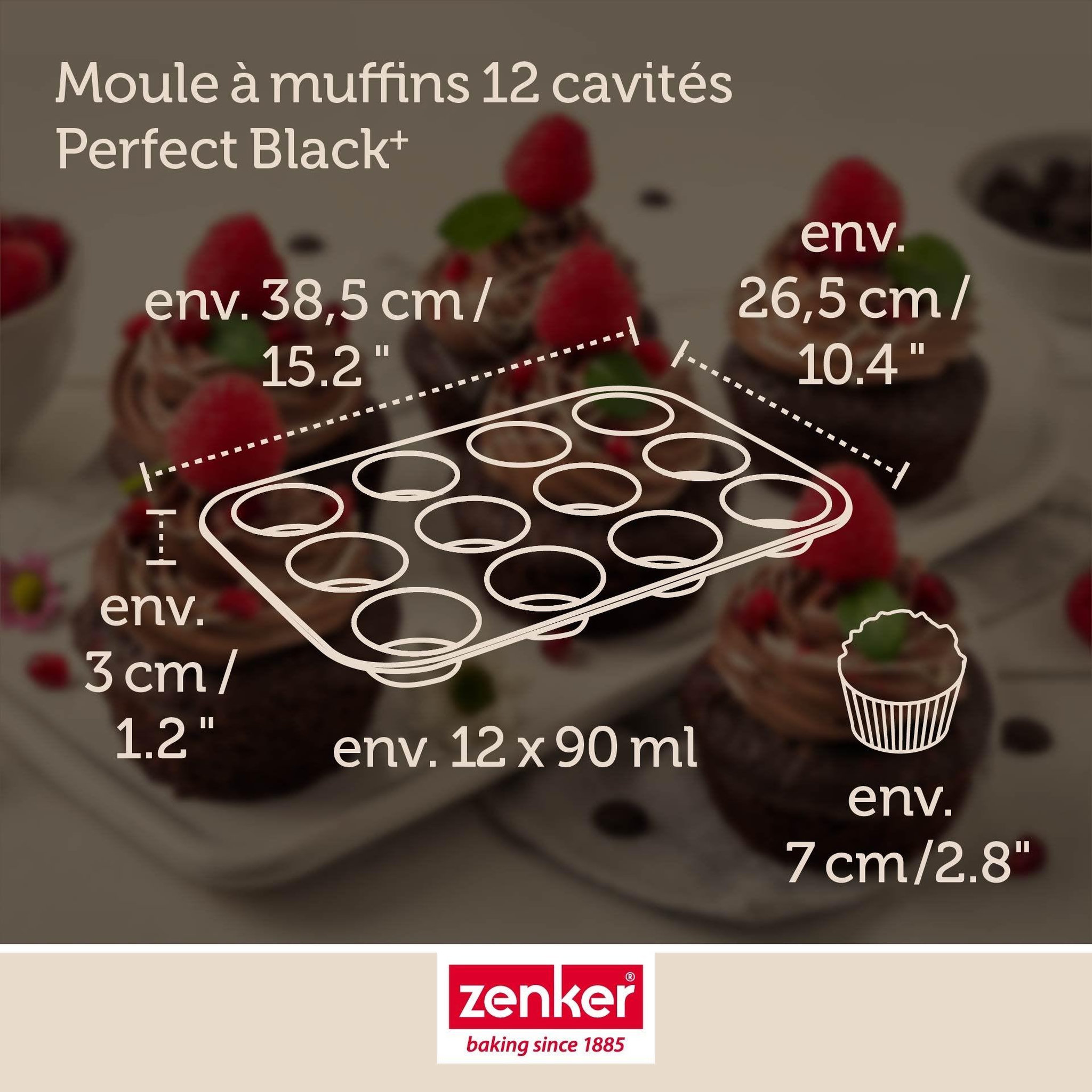 Voir la diapositive 3 : ZENKER Moule à muffins 12 empreintes 38 x 26 cm zenker perfect black