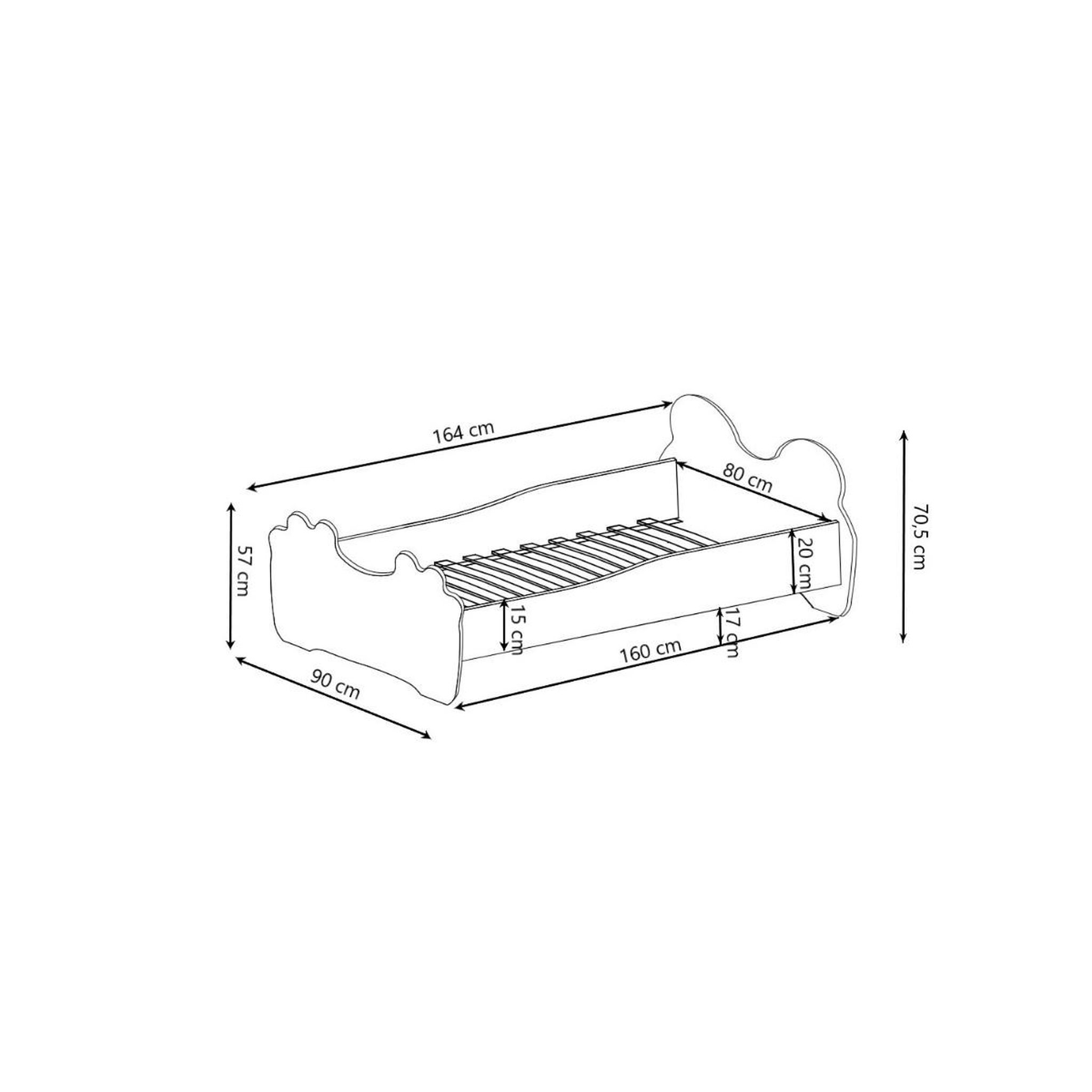 Voir la diapositive 2 : KOBI Lit simple enfant  PANDA 160 avec matelas