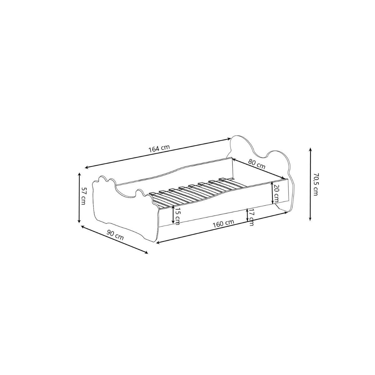 KOBI Lit simple enfant  PANDA 160 avec matelas