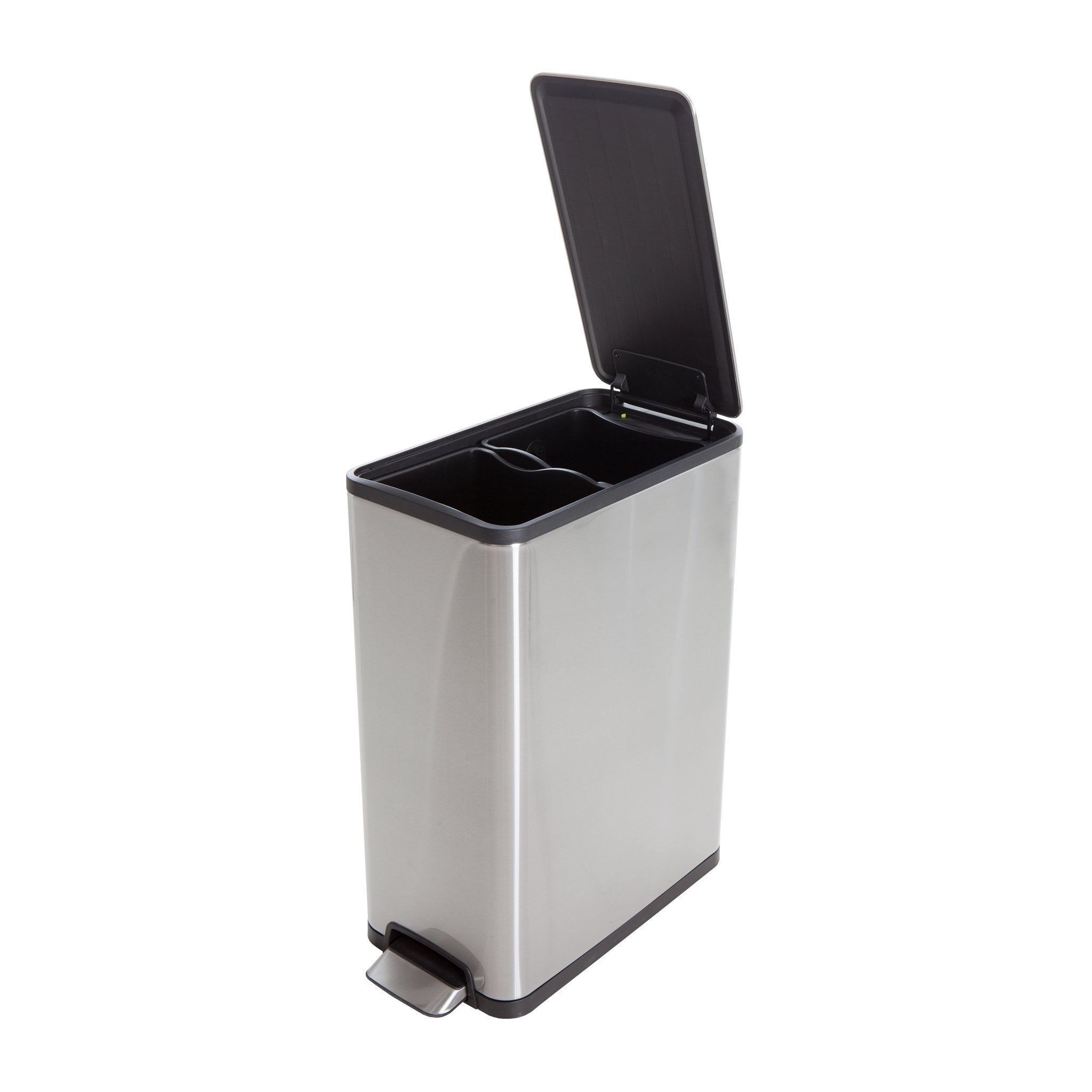 Voir la diapositive 4 : HAILO Poubelle de tri à pédale 2x20L Profil Inox