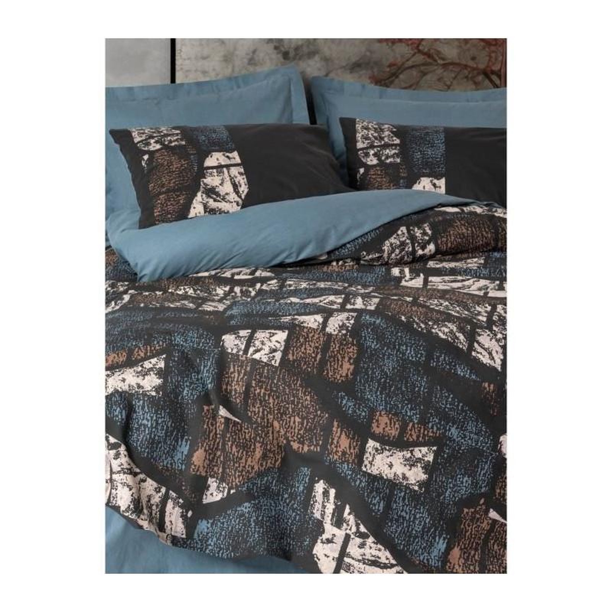 Voir la diapositive 4 : GENERIQUE Parure de lit - 129CTN34835 - 1 housse de couette 220 x 240 cm + 2 taies d'oreiller 60 x 60 cm - 100% coton ranforcé - Vert