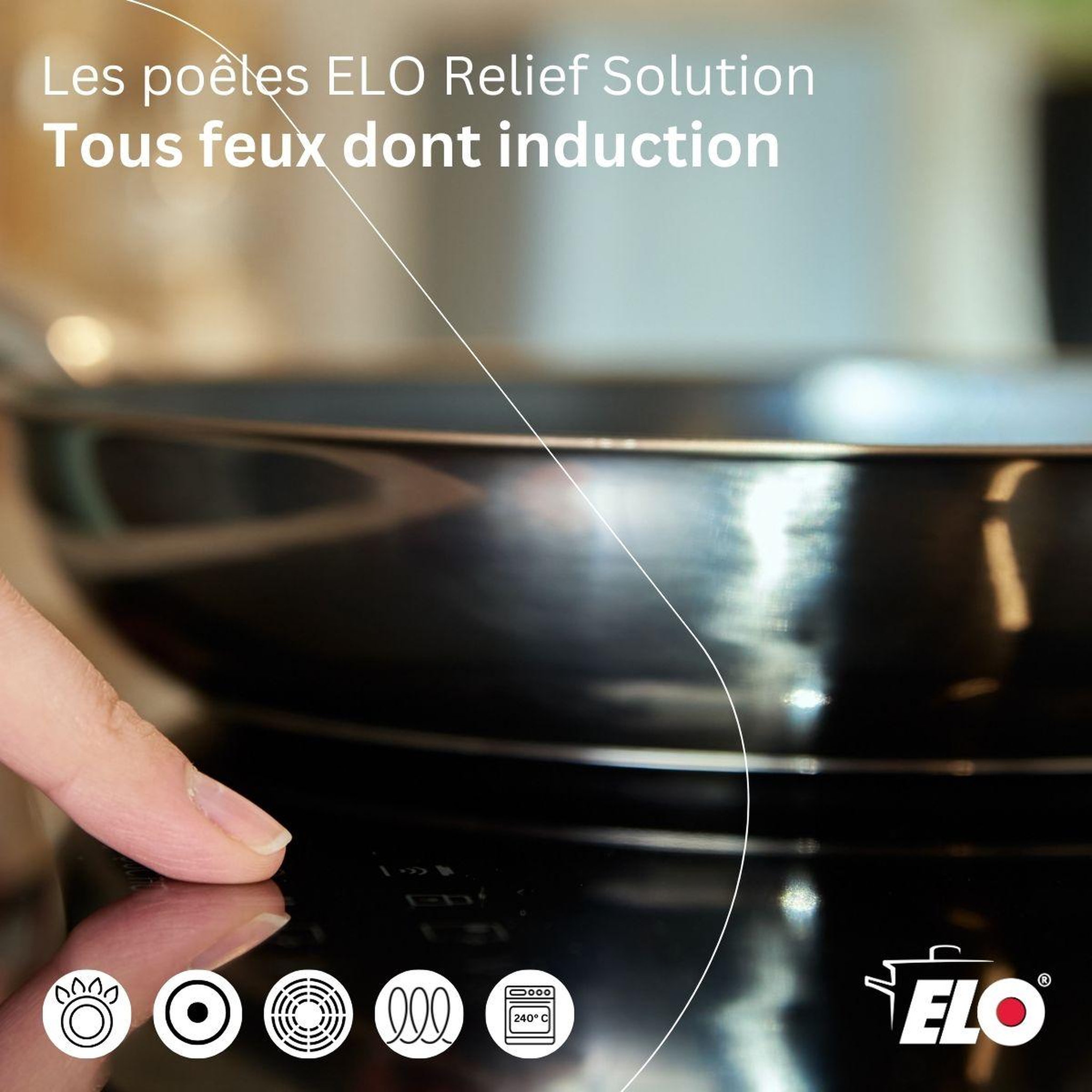 Voir la diapositive 6 : ELO Batterie de cuisine ensemble de cuisine avec poêles 28/32 cm et faitouts 12/14/16 cm elo collection relief solution citrin