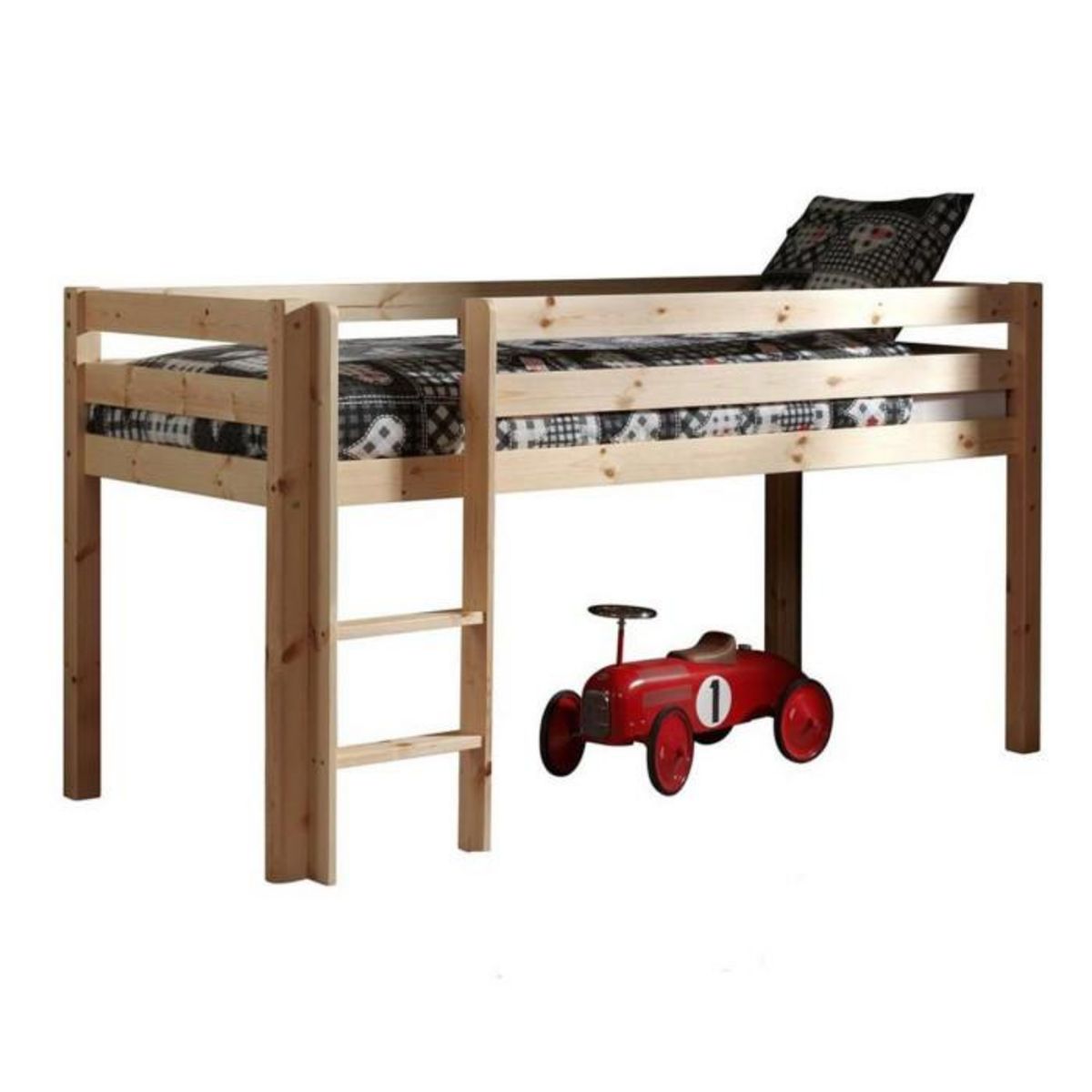 Paris Prix Pack - Lit Enfant Surélevé, Tente, 3 Pochettes & Tunnel  Pino Princesse  Naturel