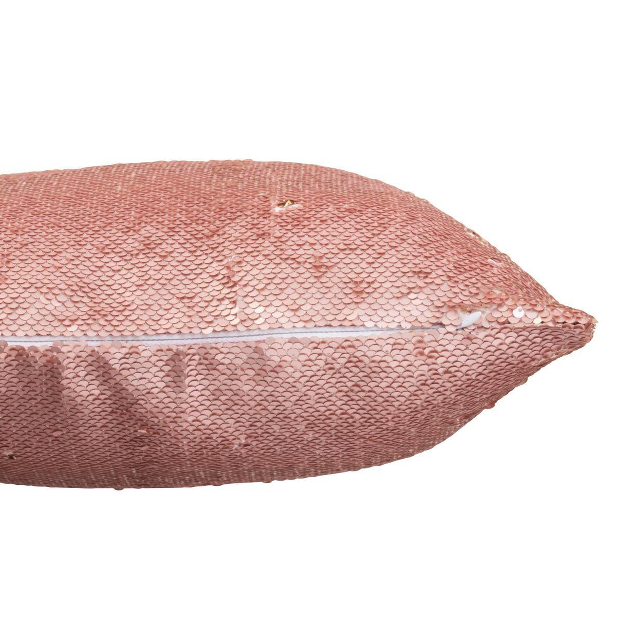 Voir la diapositive 4 : J-LINE Coussin déco réversible  sequin  45x45cm rose & champagne